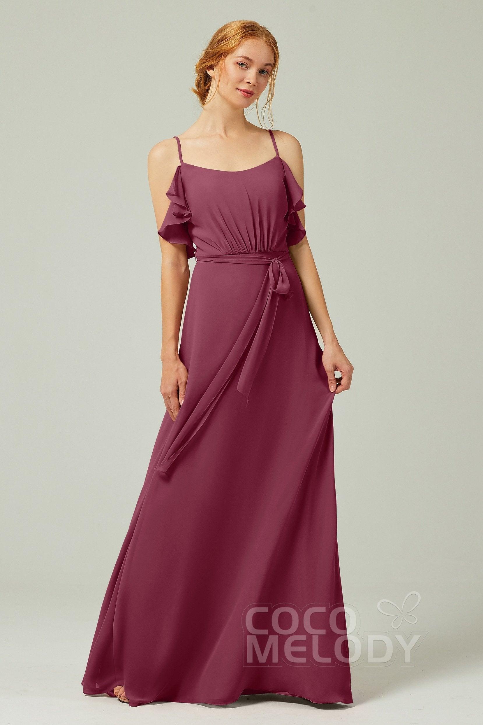 A-Line Floor Length Chiffon Bridesmaid Dress CB0299 - COCOMELODY