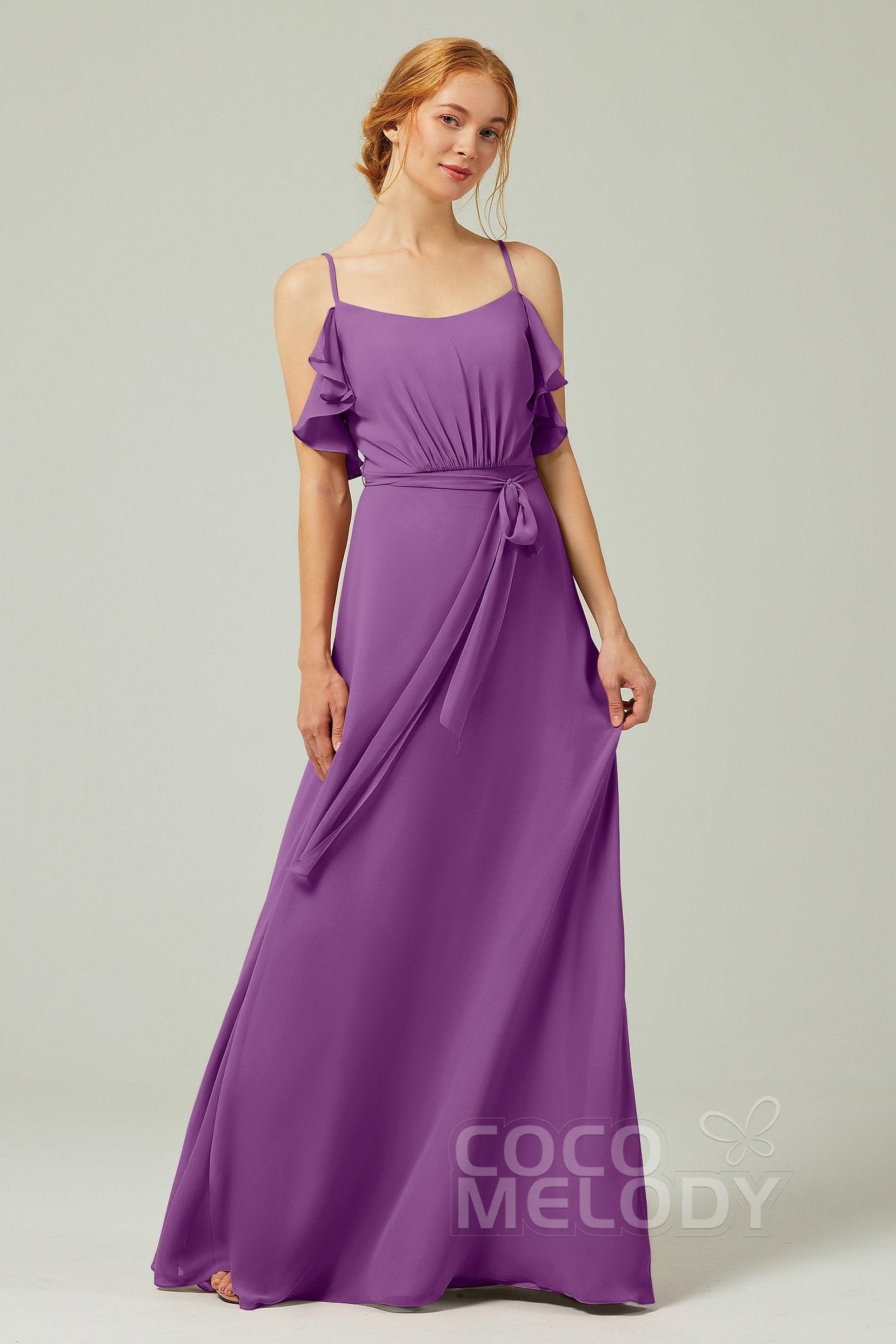 A-Line Floor Length Chiffon Bridesmaid Dress CB0299 - COCOMELODY