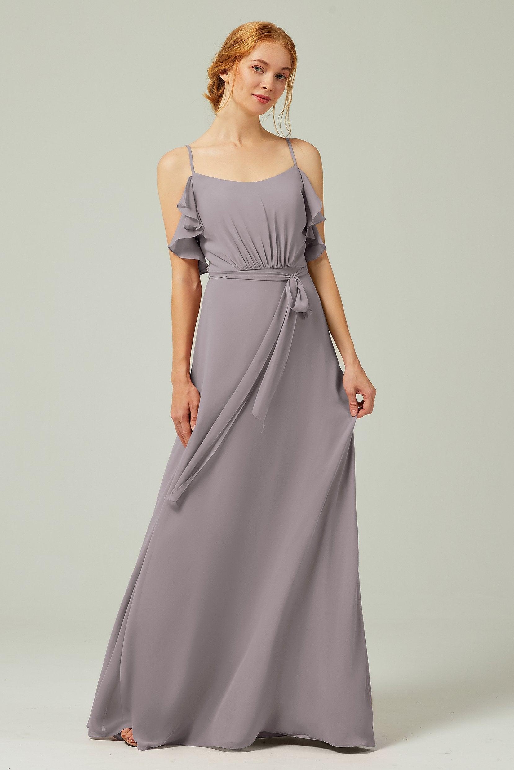A-Line Floor Length Chiffon Bridesmaid Dress CB0299 - COCOMELODY