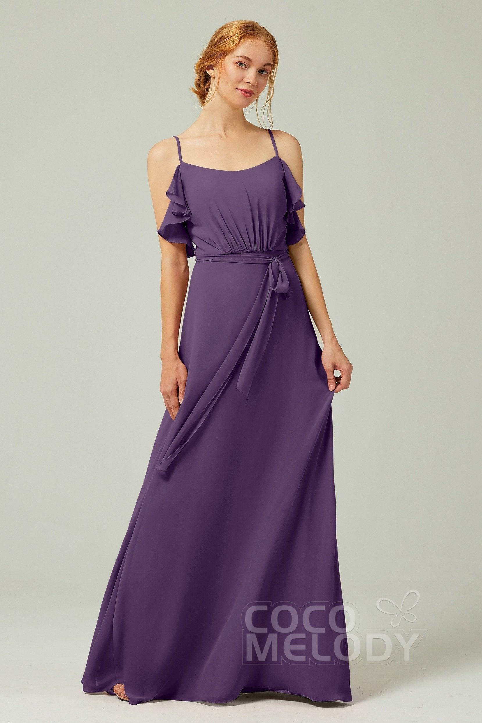 A-Line Floor Length Chiffon Bridesmaid Dress CB0299 - COCOMELODY