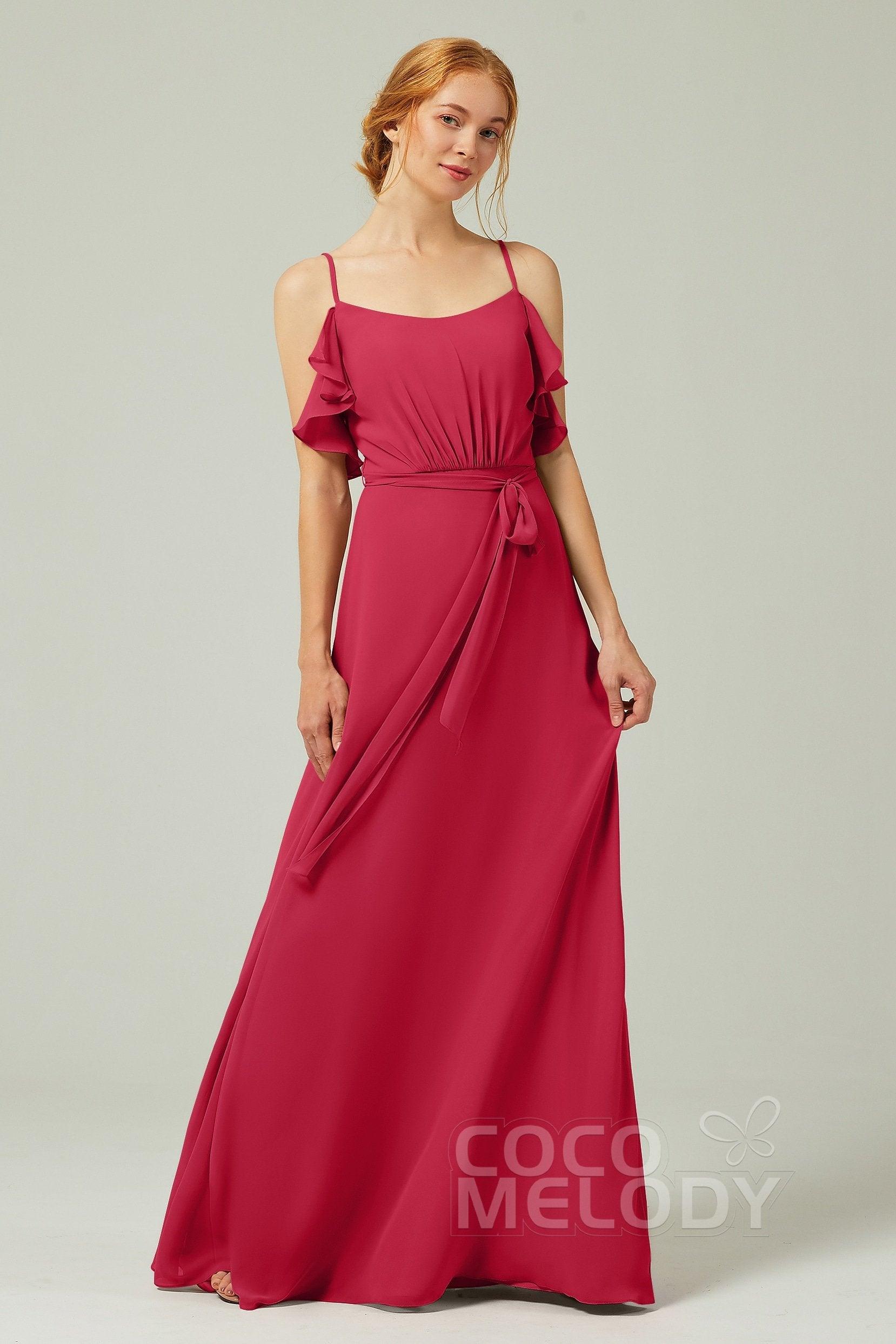 A-Line Floor Length Chiffon Bridesmaid Dress CB0299 - COCOMELODY