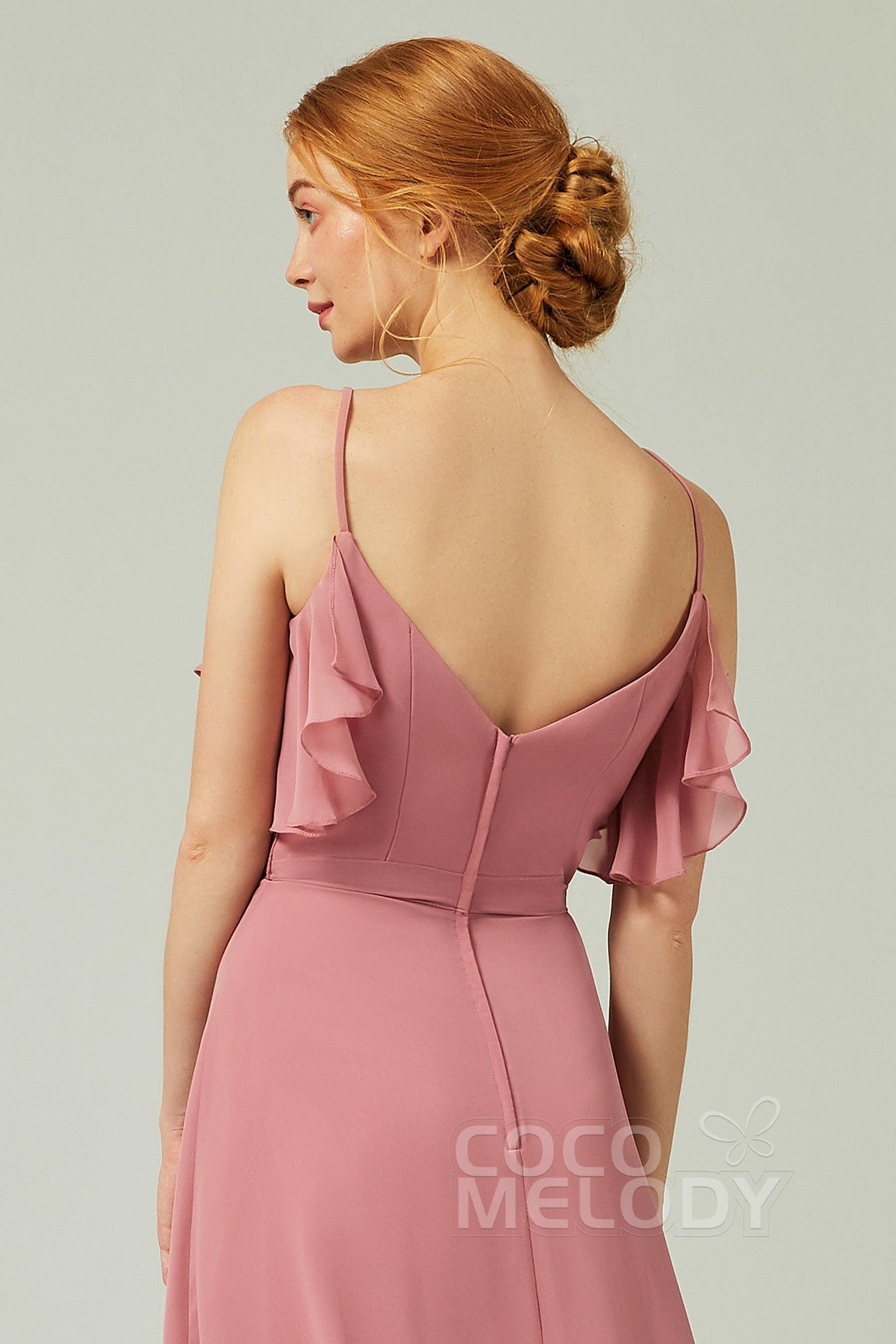 A-Line Floor Length Chiffon Bridesmaid Dress CB0299 - COCOMELODY
