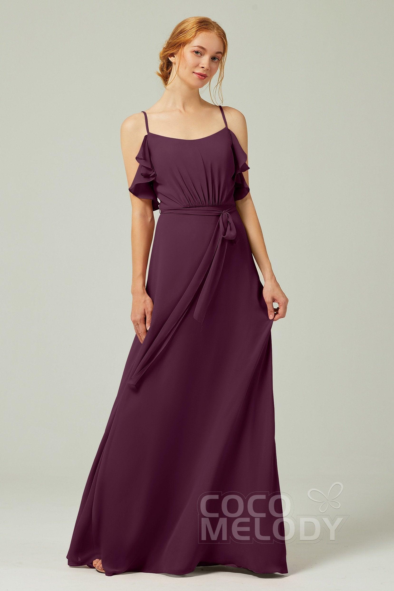 A-Line Floor Length Chiffon Bridesmaid Dress CB0299 - COCOMELODY