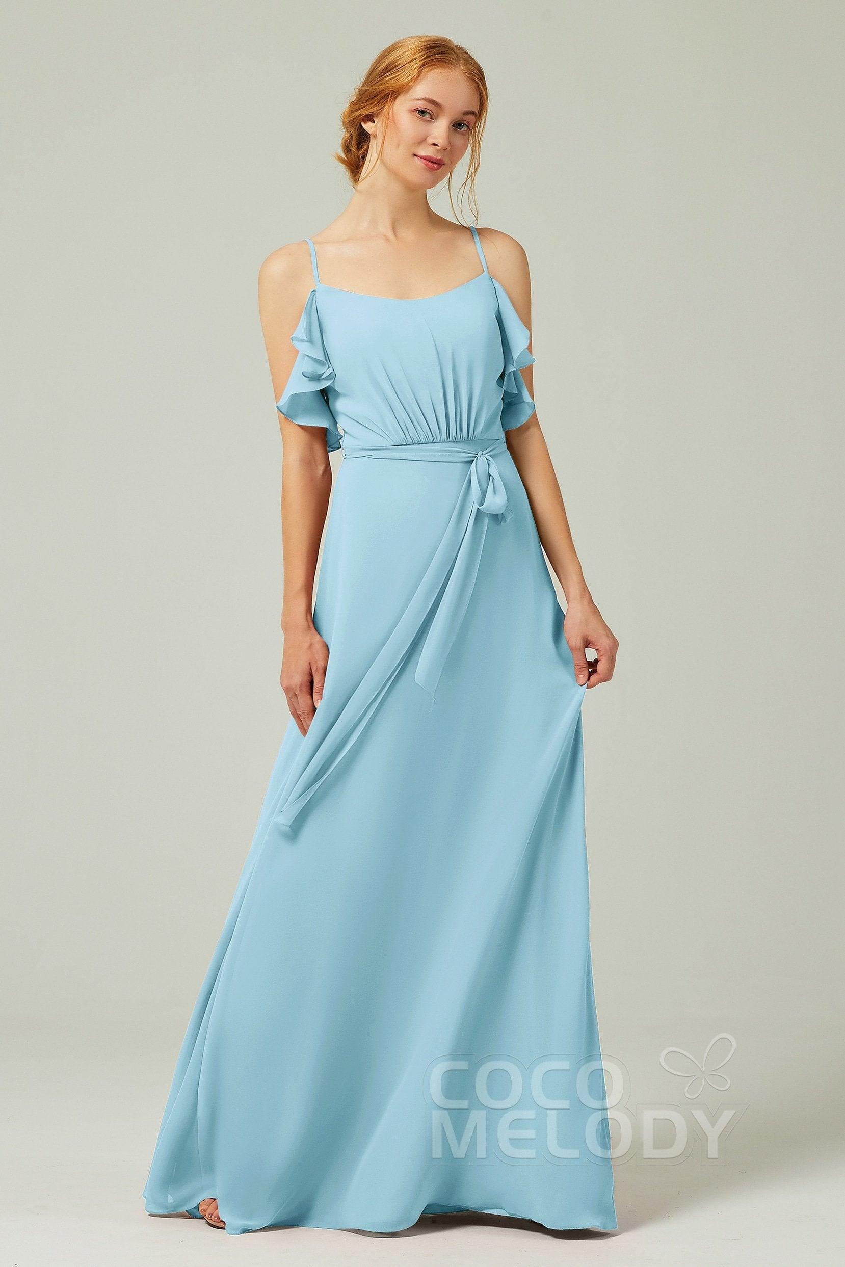 A-Line Floor Length Chiffon Bridesmaid Dress CB0299 - COCOMELODY