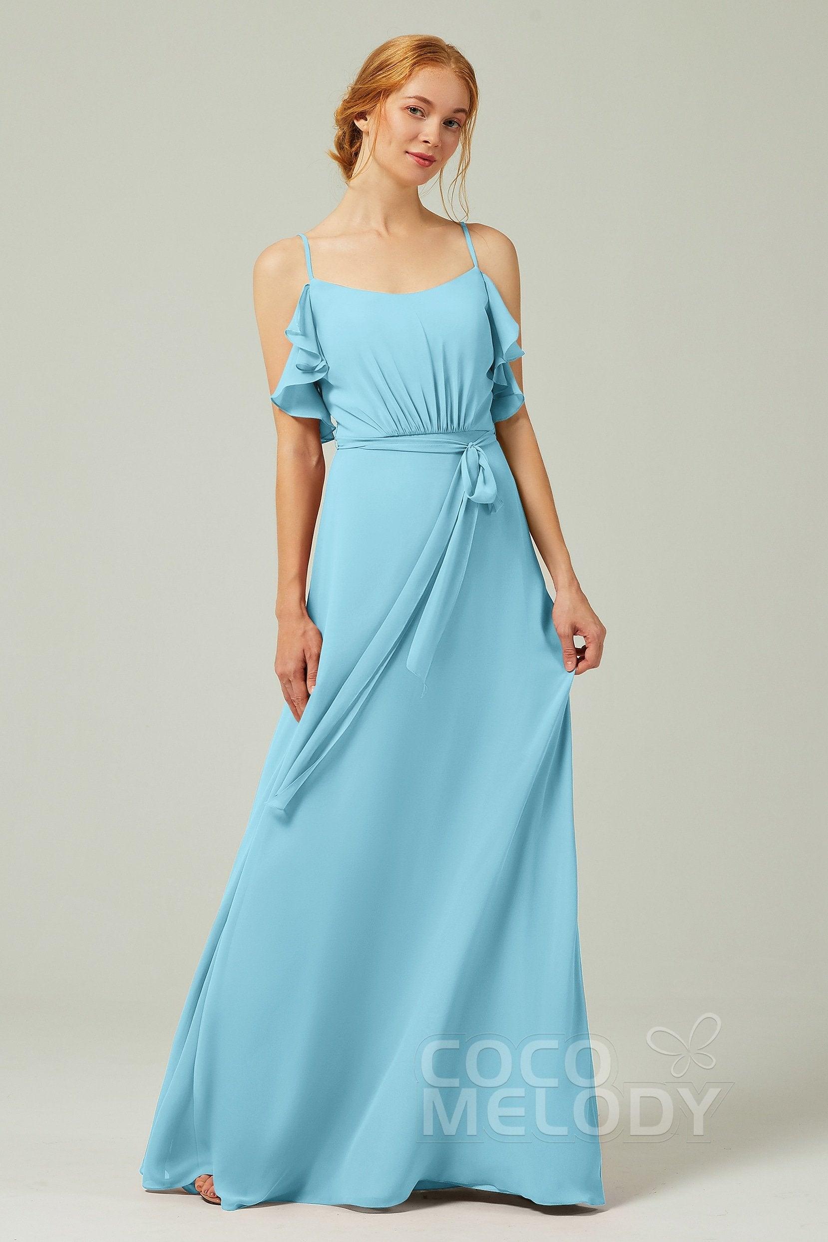 A-Line Floor Length Chiffon Bridesmaid Dress CB0299 - COCOMELODY