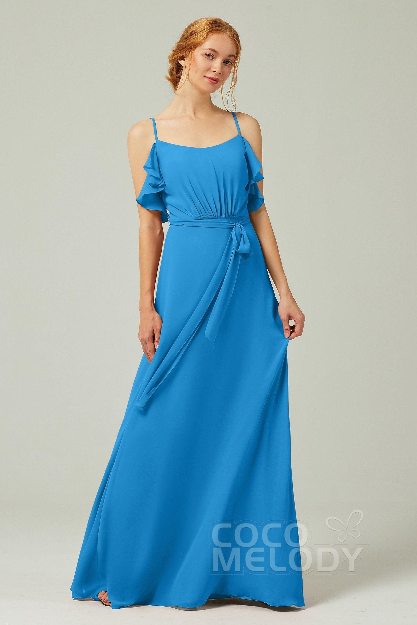 A-Line Floor Length Chiffon Bridesmaid Dress CB0299 - COCOMELODY