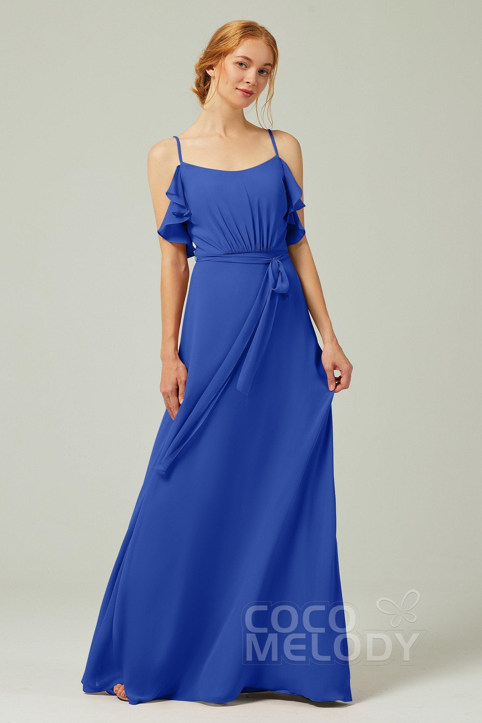 A-Line Floor Length Chiffon Bridesmaid Dress CB0299 - COCOMELODY
