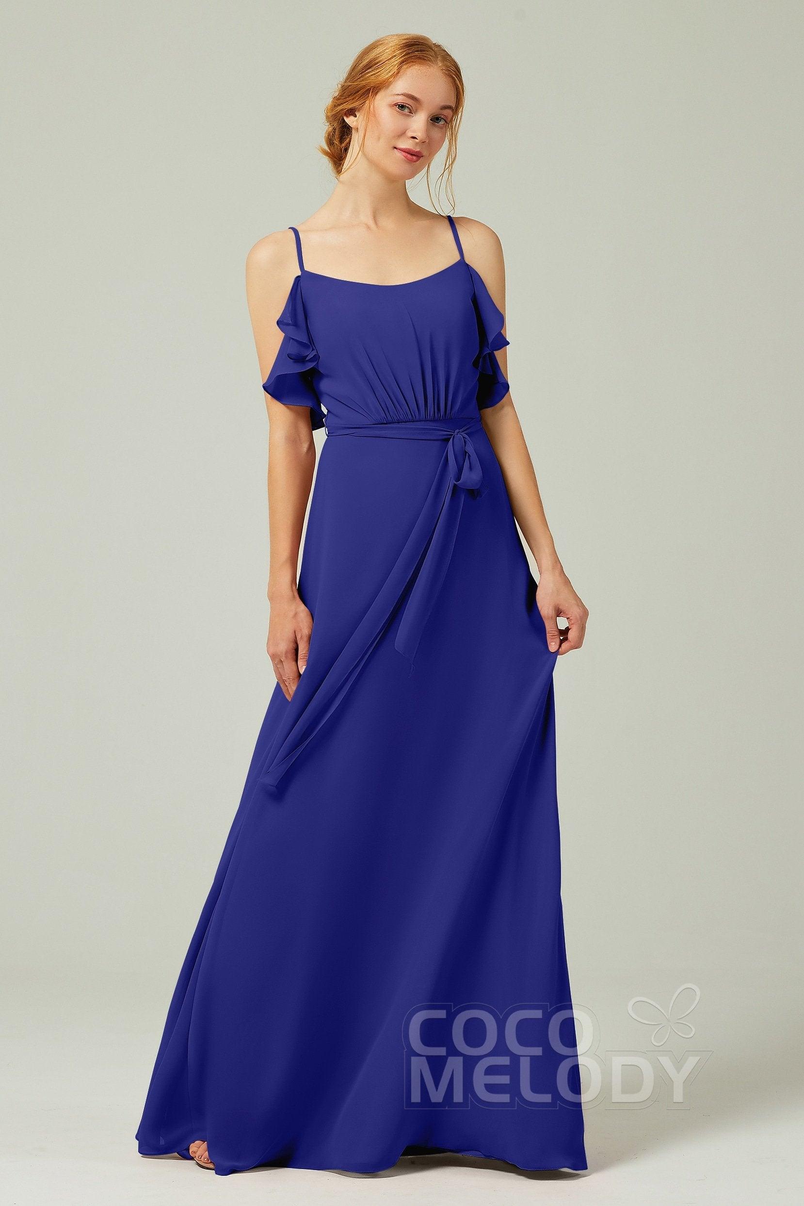 A-Line Floor Length Chiffon Bridesmaid Dress CB0299 - COCOMELODY
