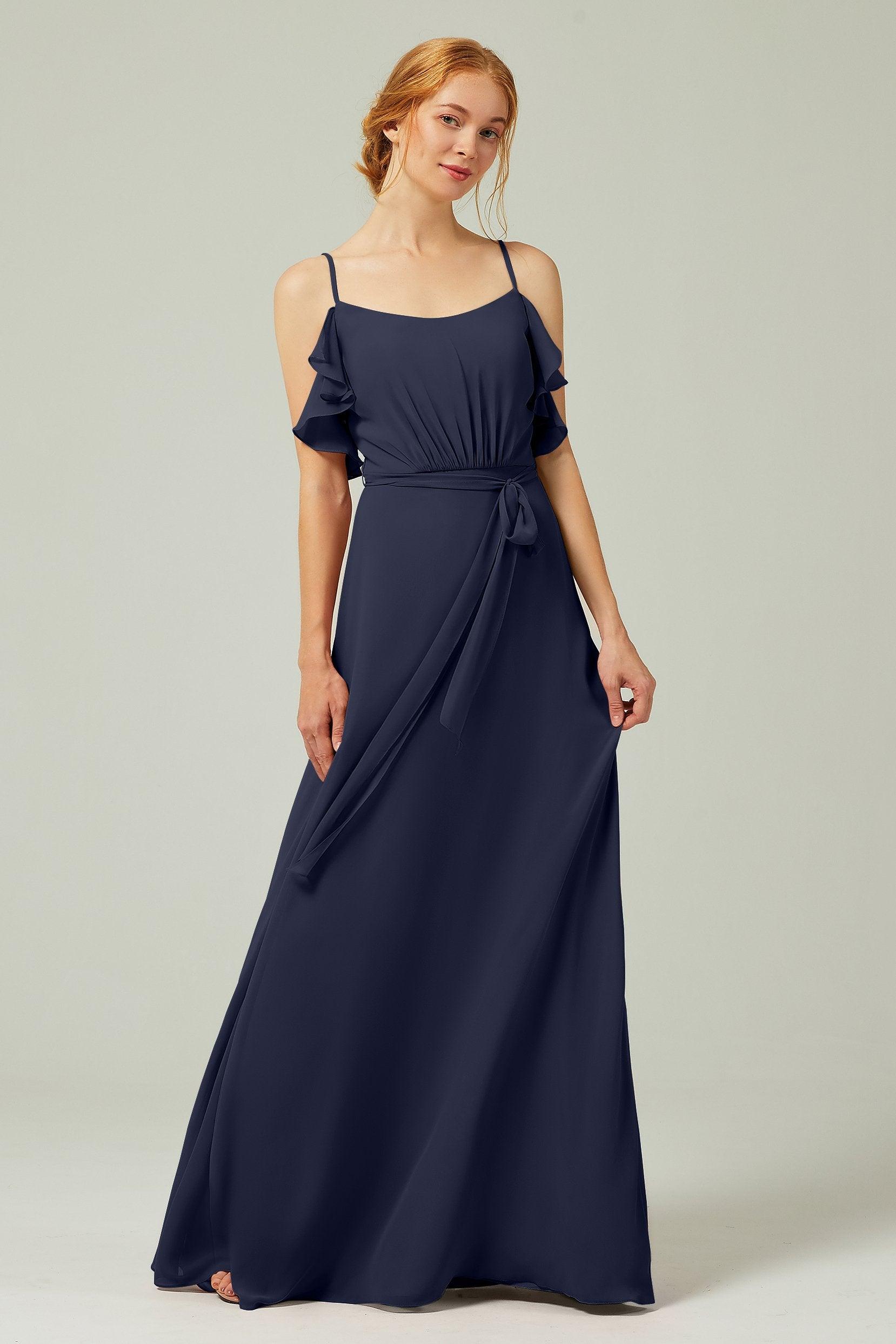 A-Line Floor Length Chiffon Bridesmaid Dress CB0299 - COCOMELODY