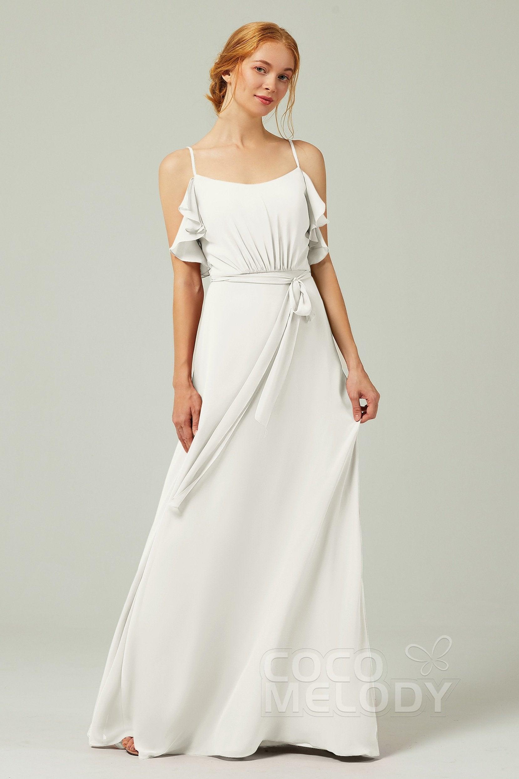 A-Line Floor Length Chiffon Bridesmaid Dress CB0299 - COCOMELODY