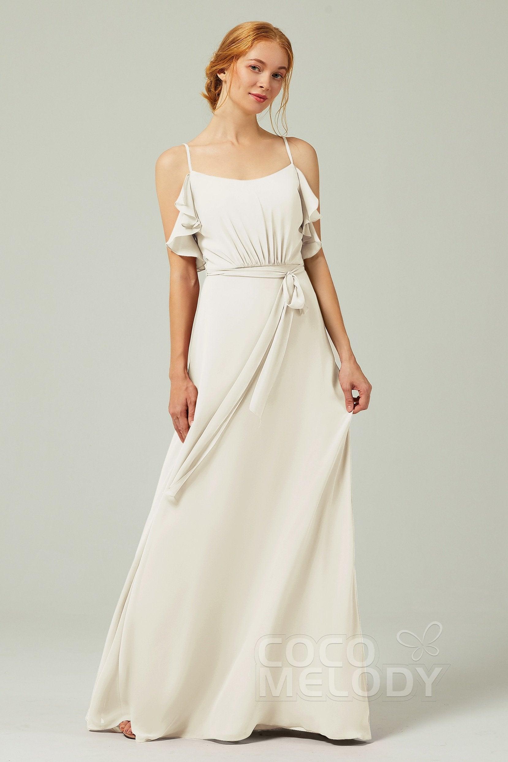 A-Line Floor Length Chiffon Bridesmaid Dress CB0299 - COCOMELODY