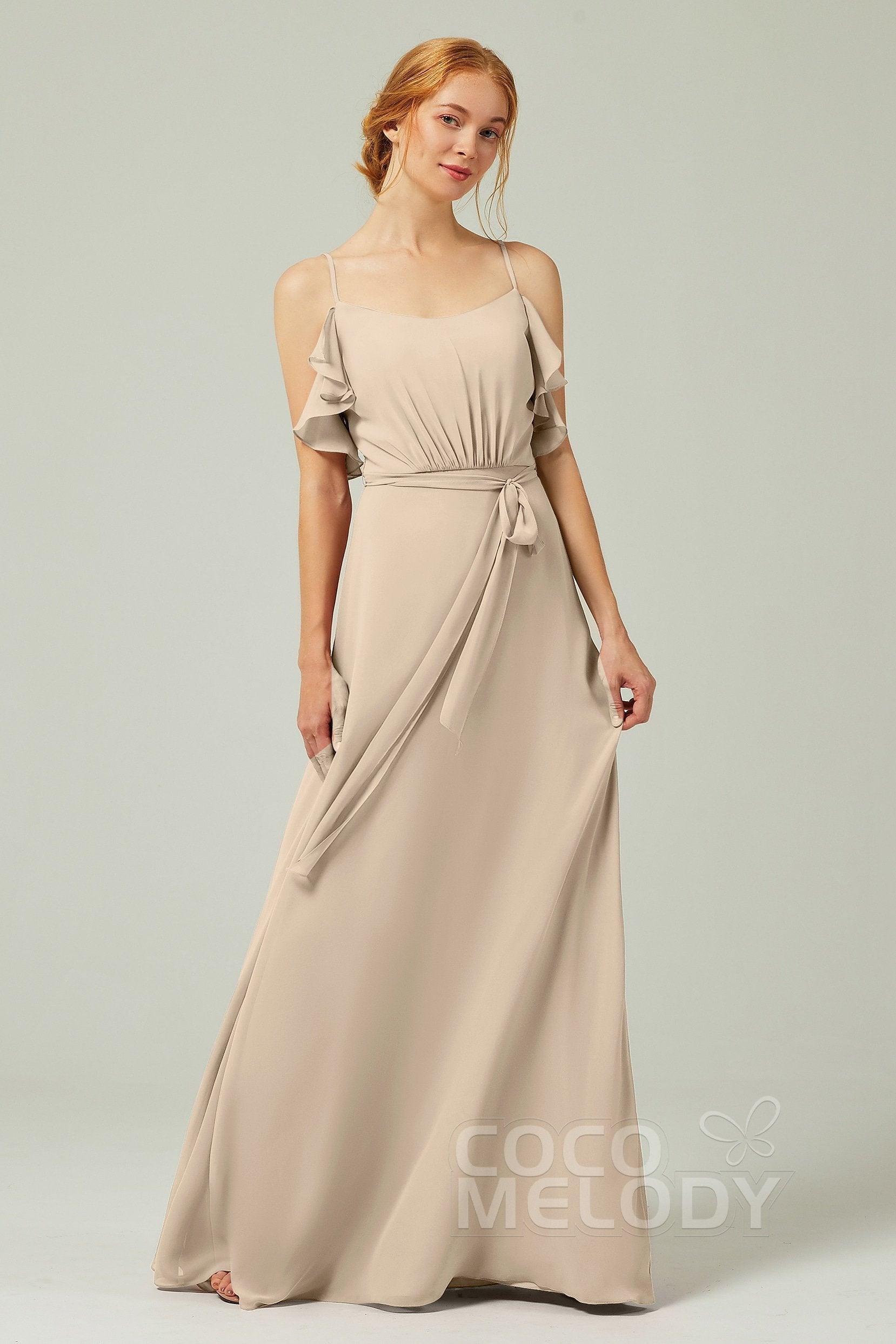 A-Line Floor Length Chiffon Bridesmaid Dress CB0299 - COCOMELODY