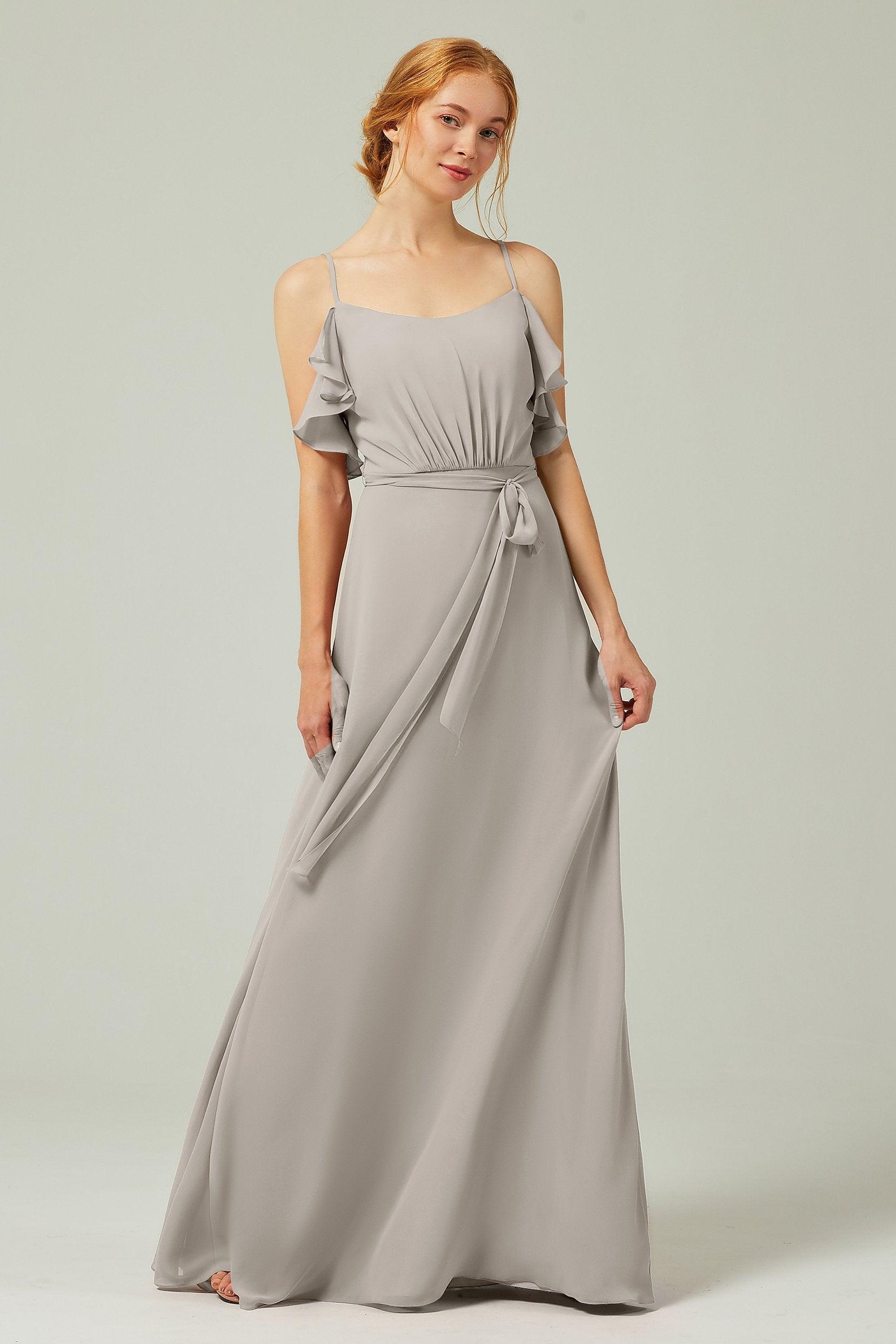 A-Line Floor Length Chiffon Bridesmaid Dress CB0299 - COCOMELODY