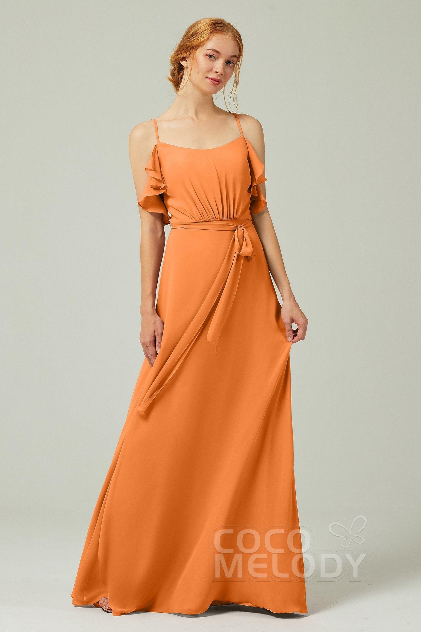 A-Line Floor Length Chiffon Bridesmaid Dress CB0299 - COCOMELODY