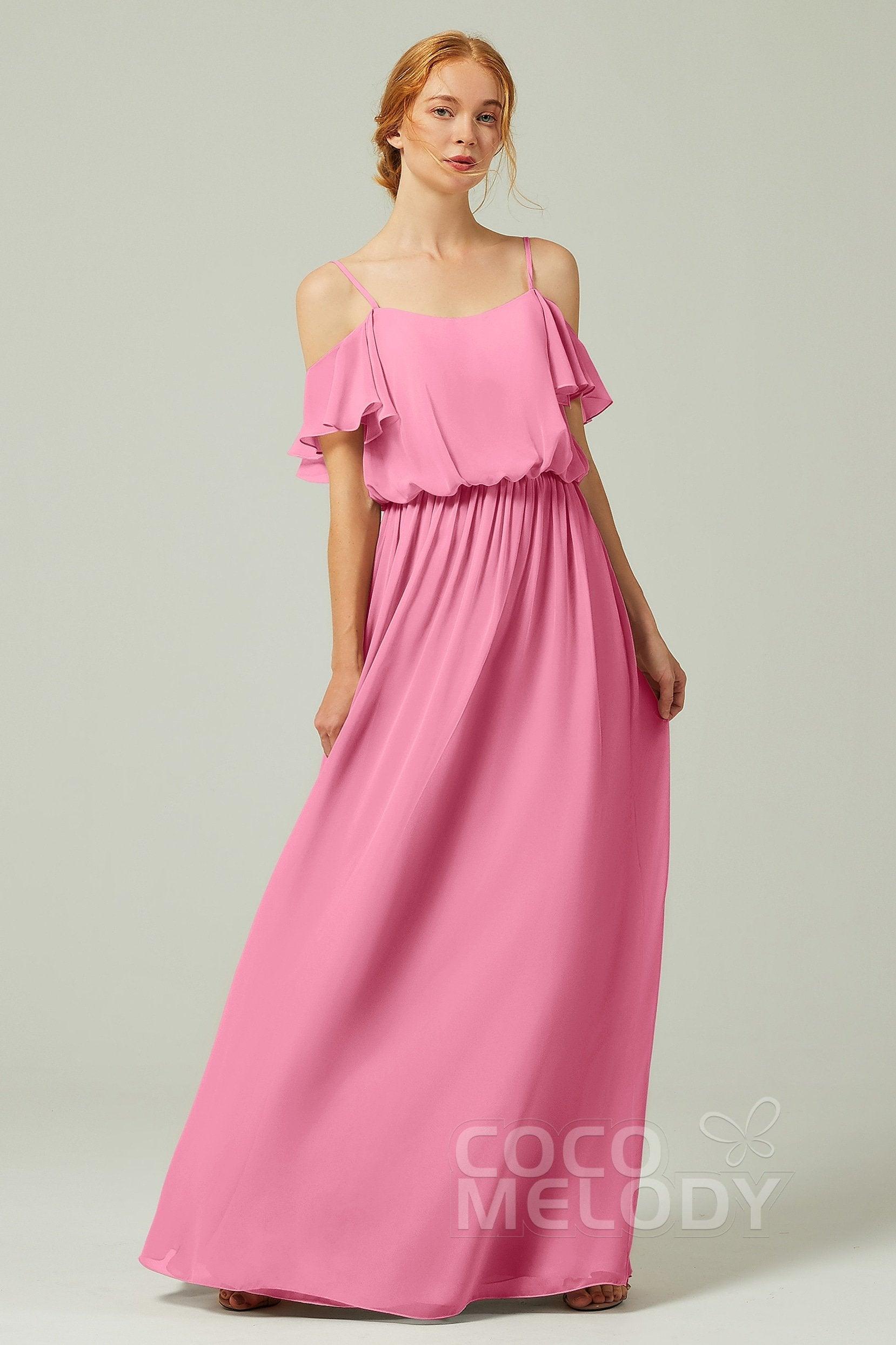 A-Line Floor Length Chiffon Bridesmaid Dress CB0300 - COCOMELODY