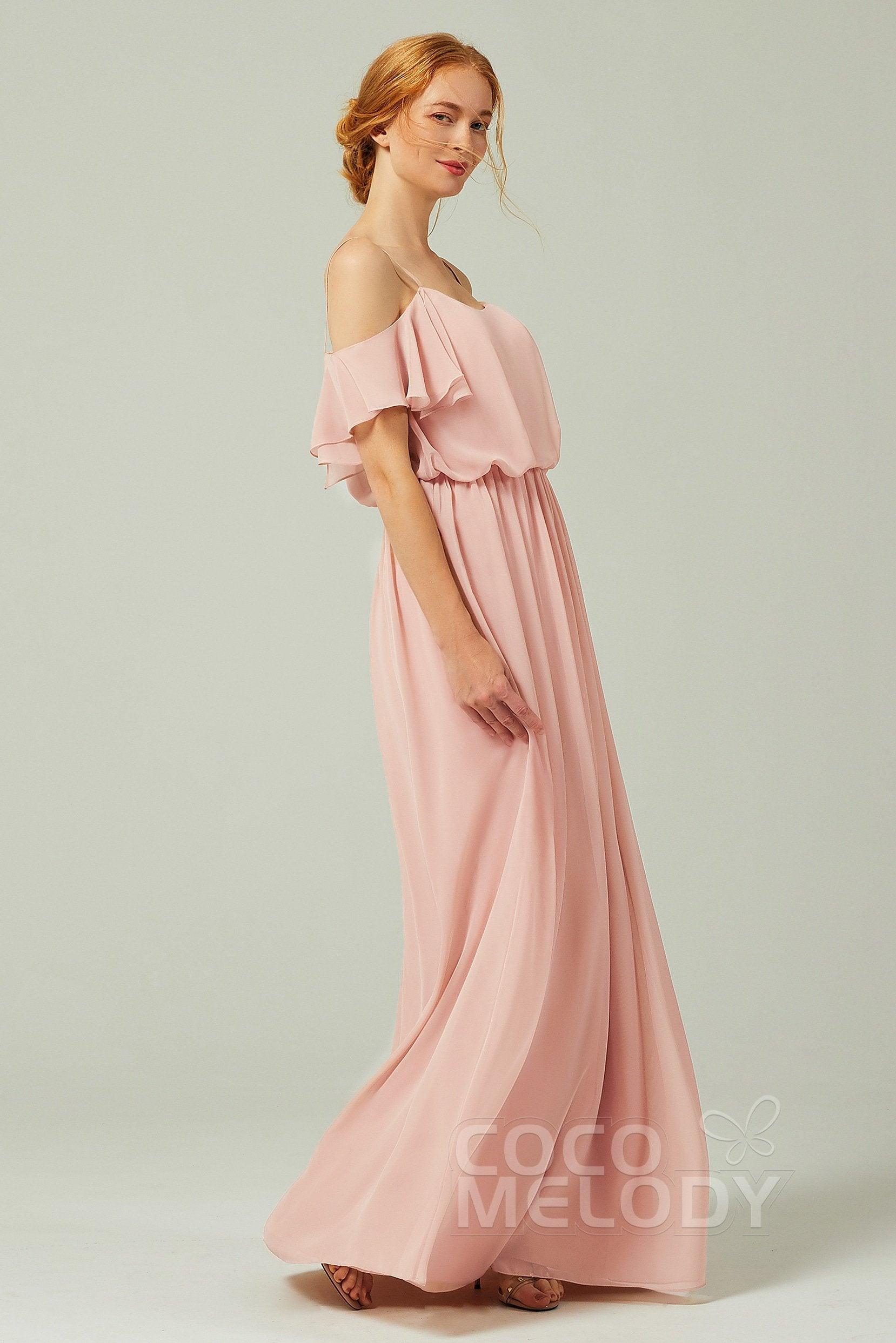 A-Line Floor Length Chiffon Bridesmaid Dress CB0300 - COCOMELODY
