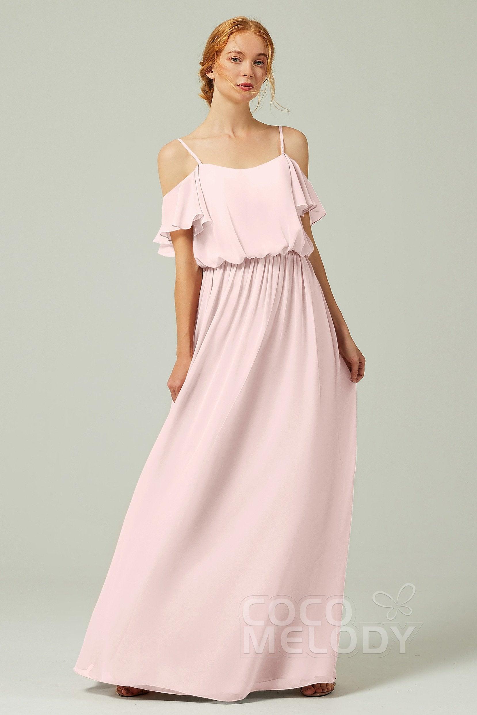 A-Line Floor Length Chiffon Bridesmaid Dress CB0300 - COCOMELODY