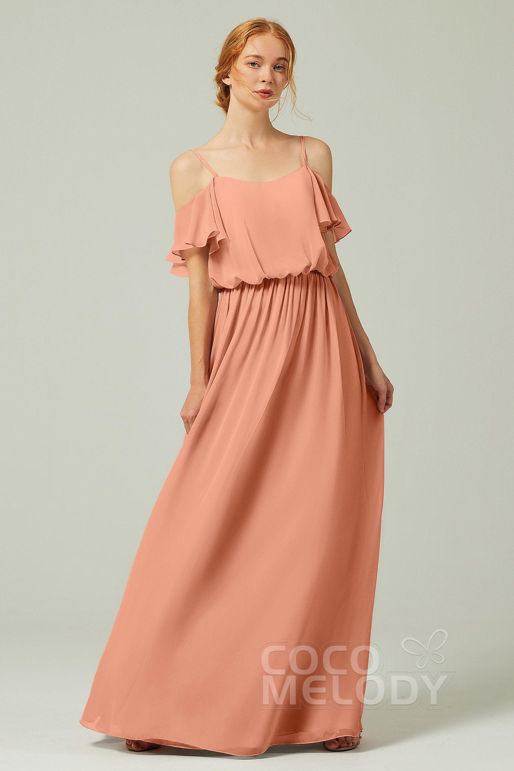 A-Line Floor Length Chiffon Bridesmaid Dress CB0300 - COCOMELODY
