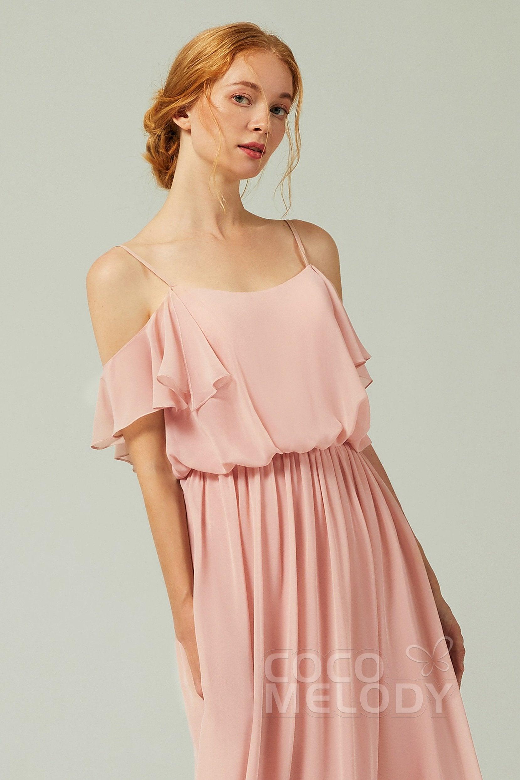 A-Line Floor Length Chiffon Bridesmaid Dress CB0300 - COCOMELODY