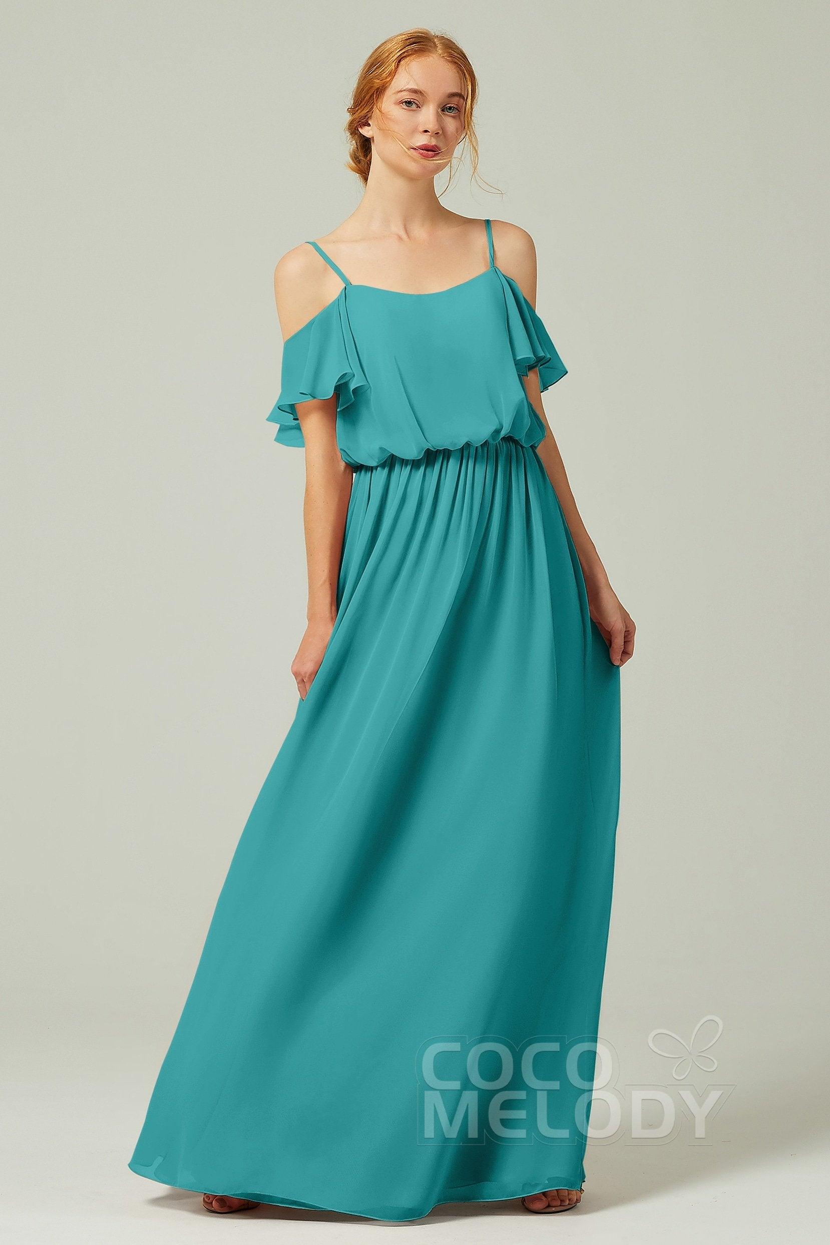 A-Line Floor Length Chiffon Bridesmaid Dress CB0300 - COCOMELODY