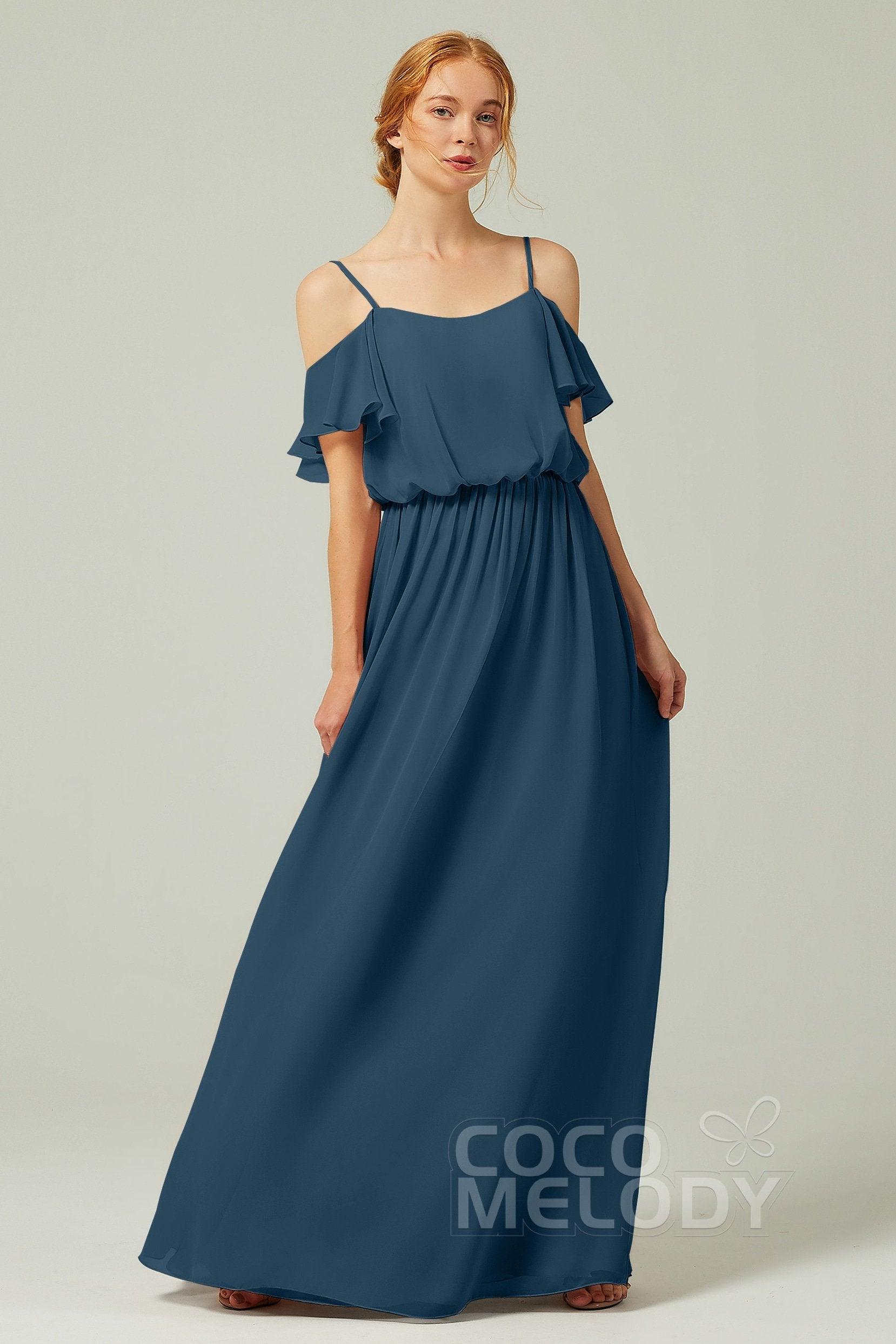 A-Line Floor Length Chiffon Bridesmaid Dress CB0300 - COCOMELODY