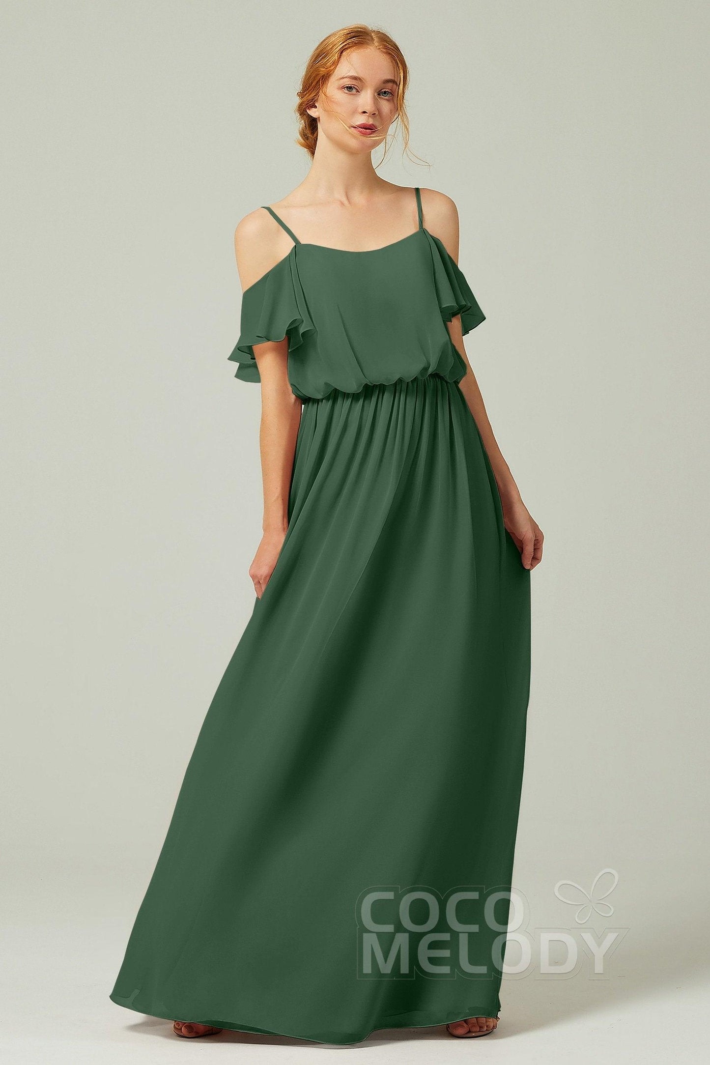 A-Line Floor Length Chiffon Bridesmaid Dress CB0300 - COCOMELODY