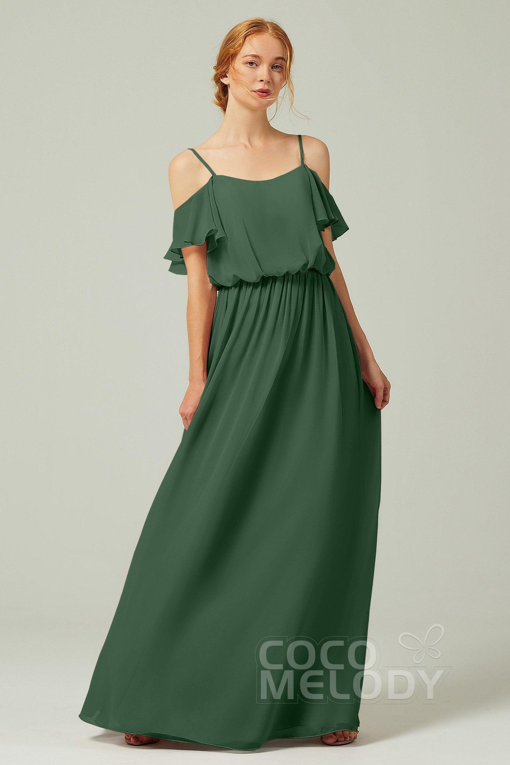 A-Line Floor Length Chiffon Bridesmaid Dress CB0300 - COCOMELODY