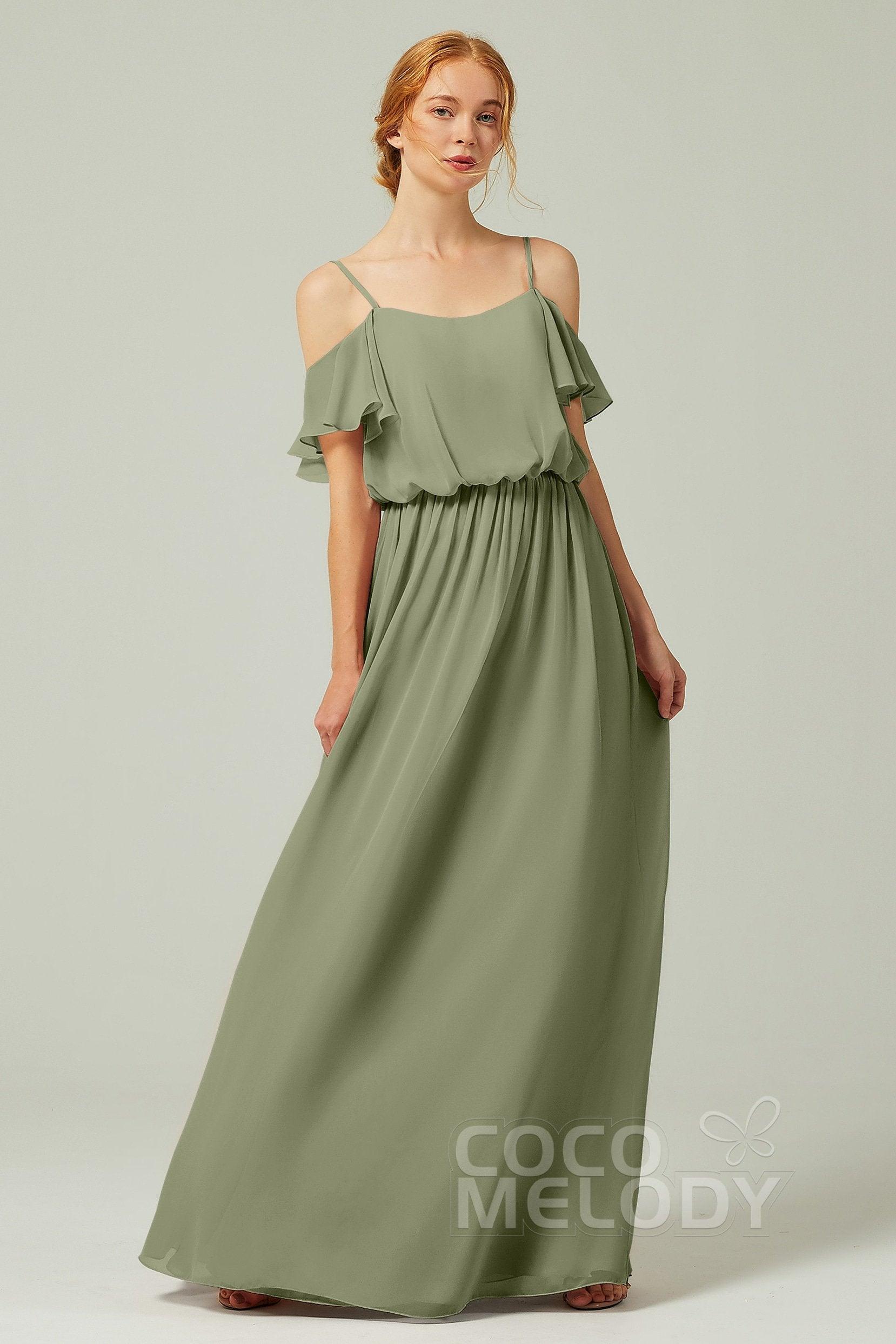 A-Line Floor Length Chiffon Bridesmaid Dress CB0300 - COCOMELODY
