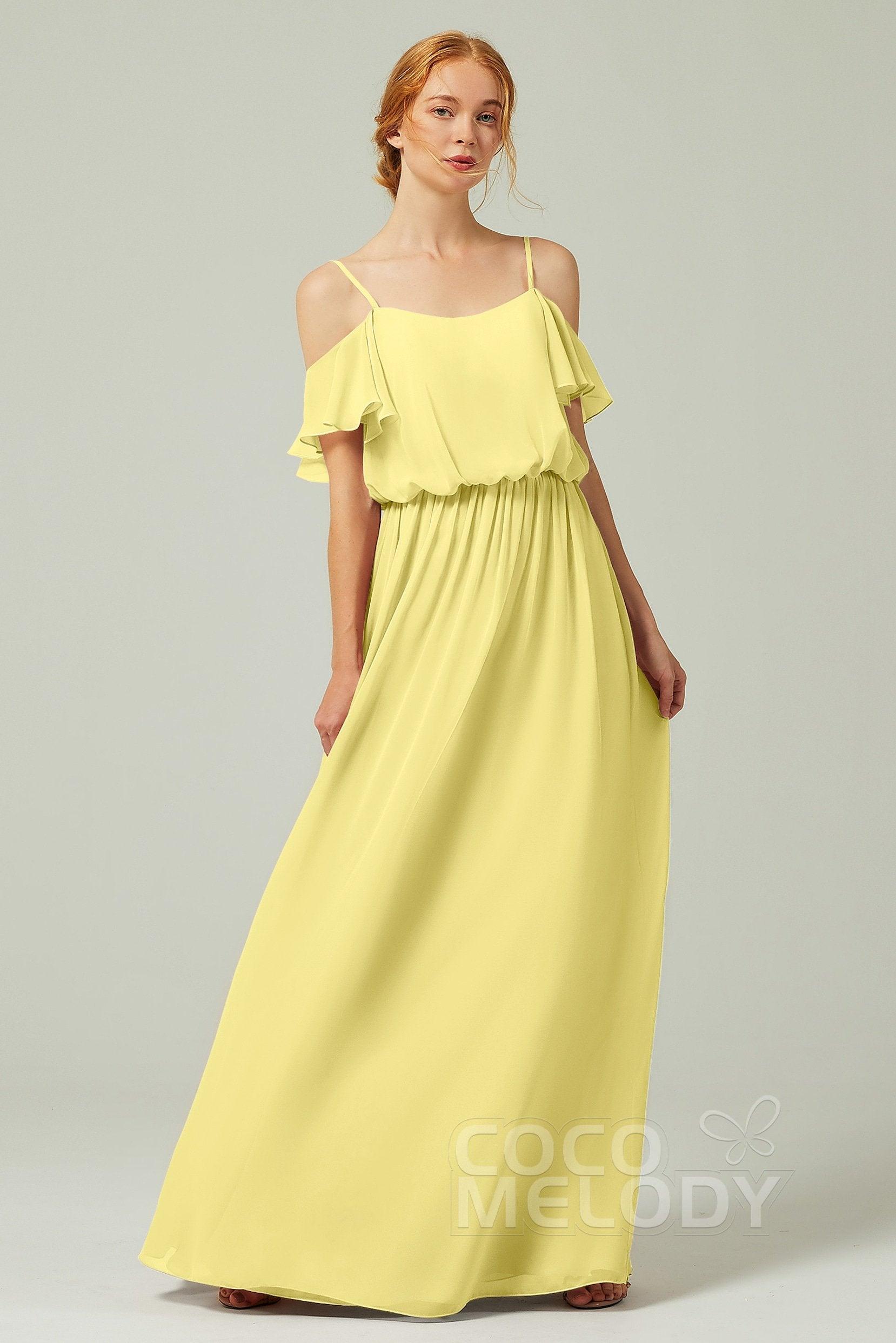 A-Line Floor Length Chiffon Bridesmaid Dress CB0300 - COCOMELODY