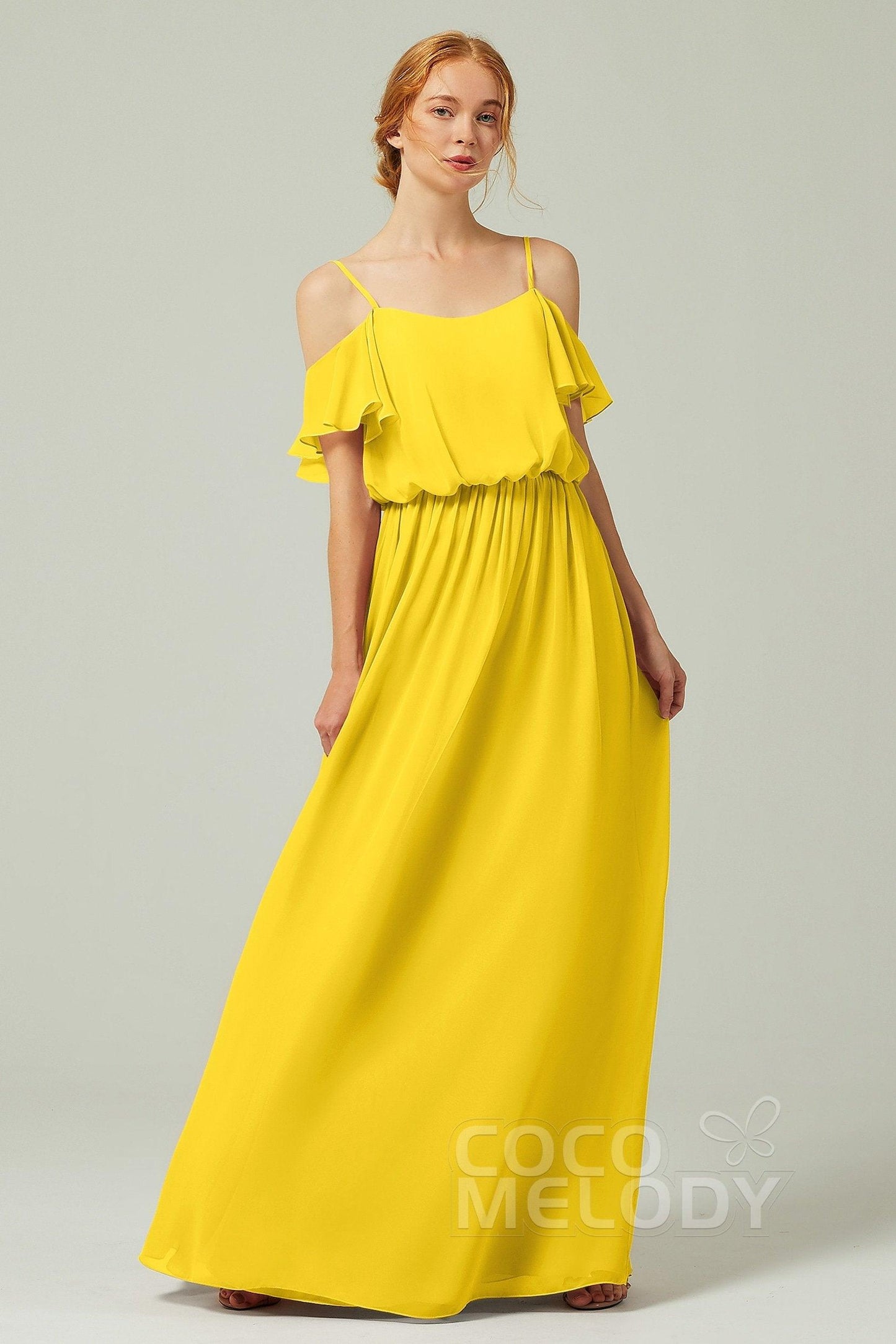 A-Line Floor Length Chiffon Bridesmaid Dress CB0300 - COCOMELODY