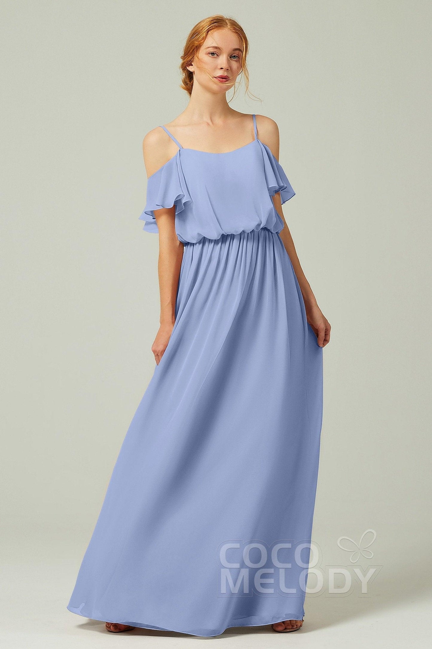 A-Line Floor Length Chiffon Bridesmaid Dress CB0300 - COCOMELODY