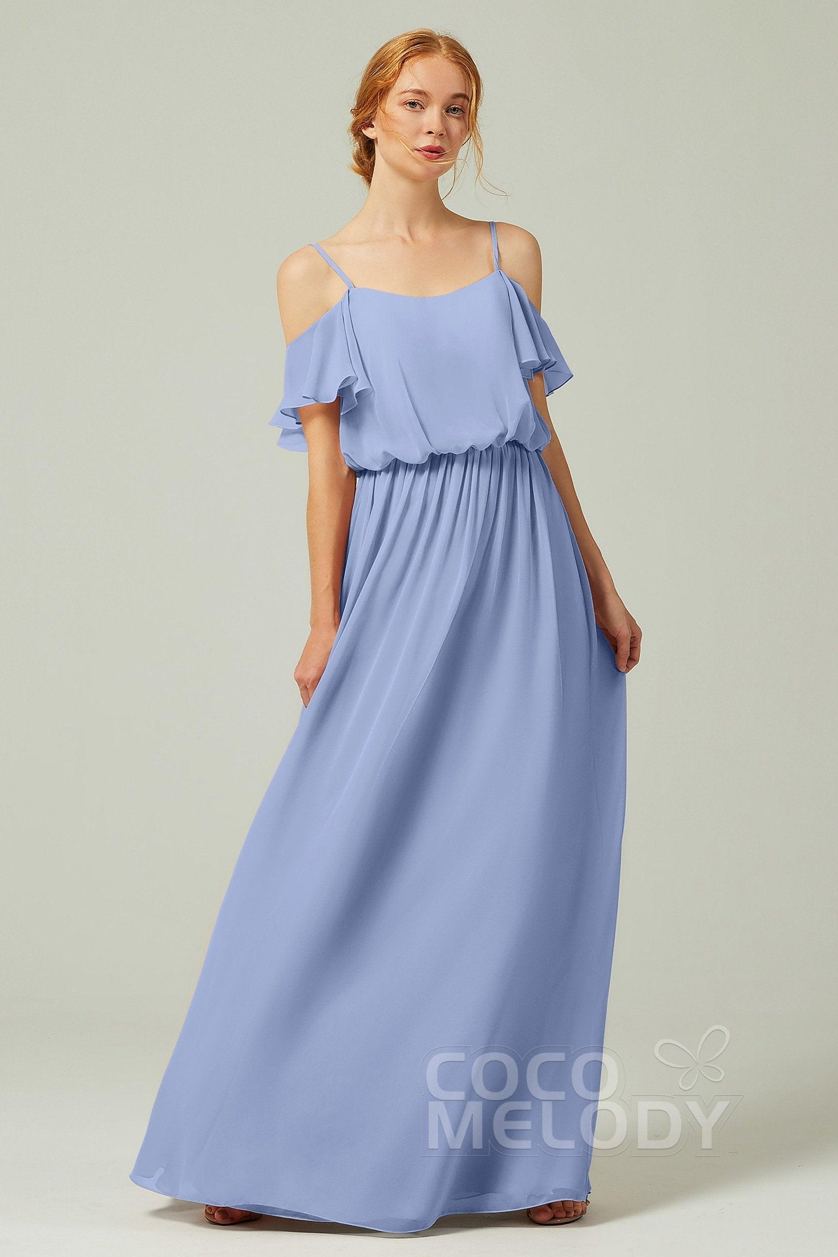 A-Line Floor Length Chiffon Bridesmaid Dress CB0300 - COCOMELODY