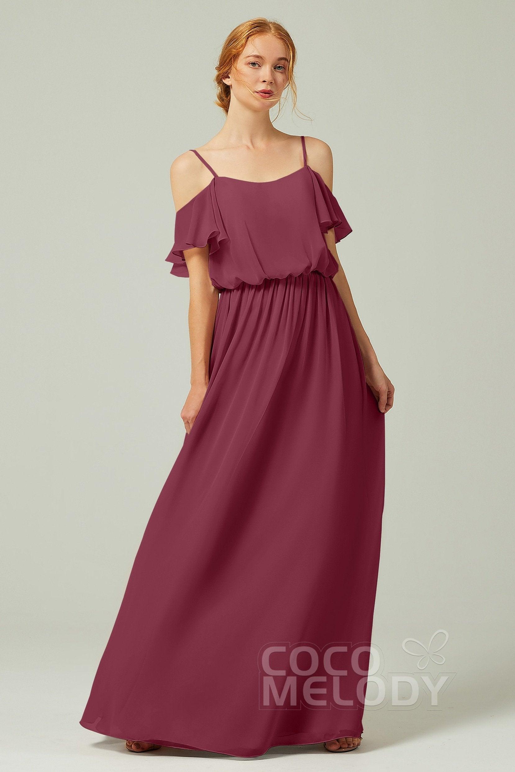 A-Line Floor Length Chiffon Bridesmaid Dress CB0300 - COCOMELODY