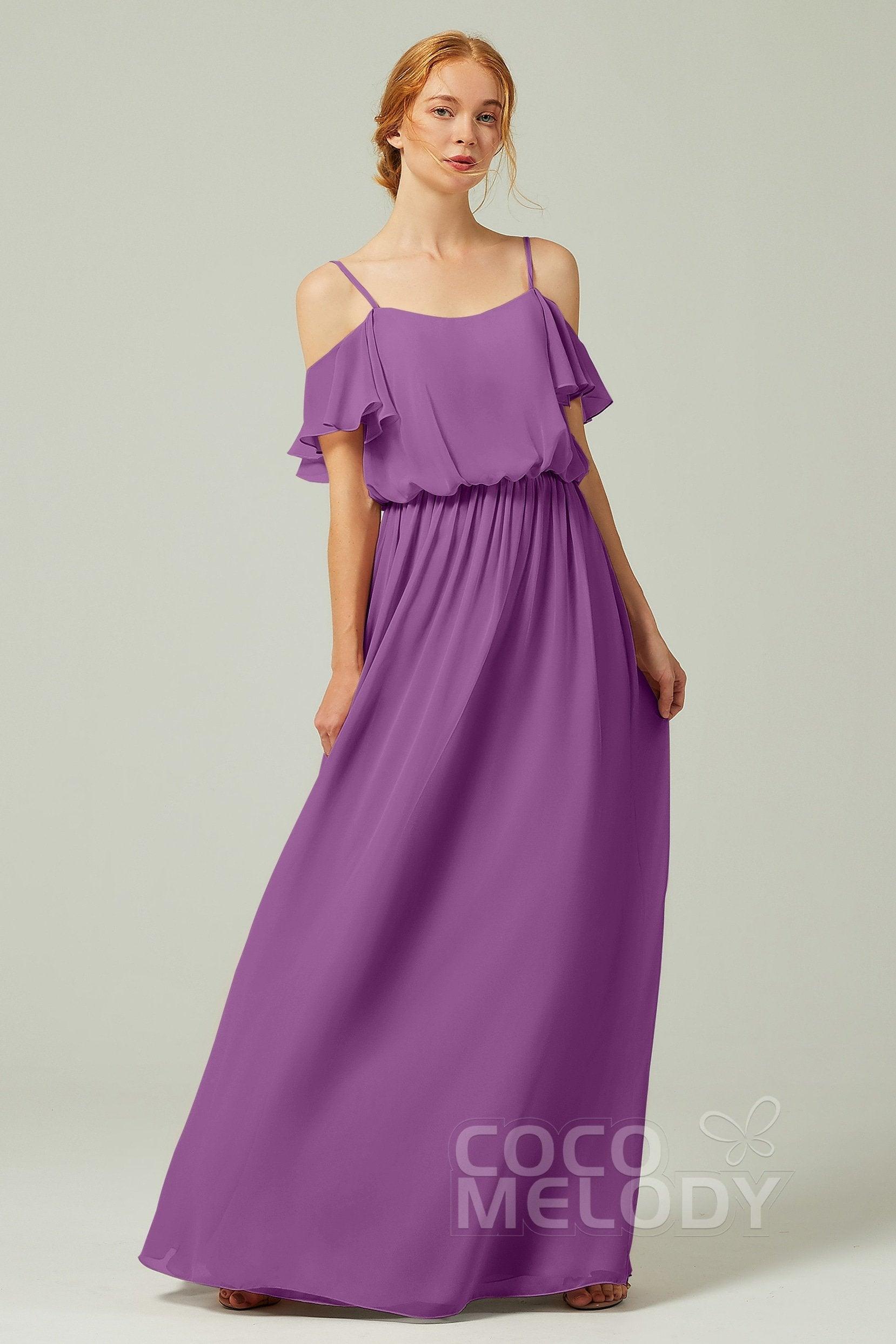 A-Line Floor Length Chiffon Bridesmaid Dress CB0300 - COCOMELODY