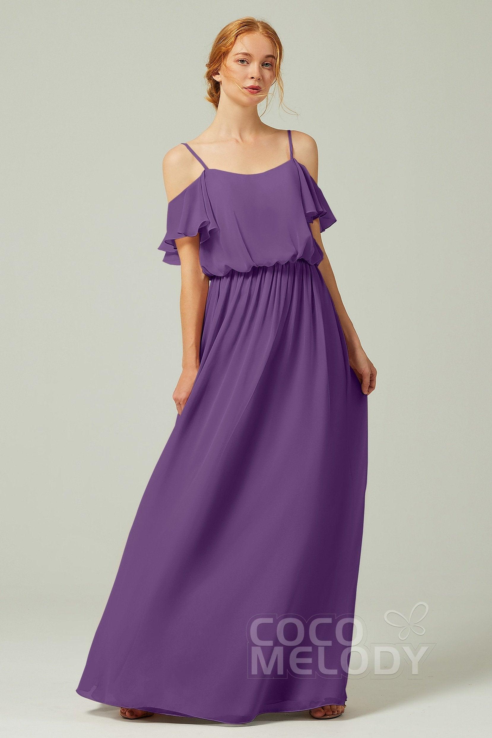 A-Line Floor Length Chiffon Bridesmaid Dress CB0300 - COCOMELODY