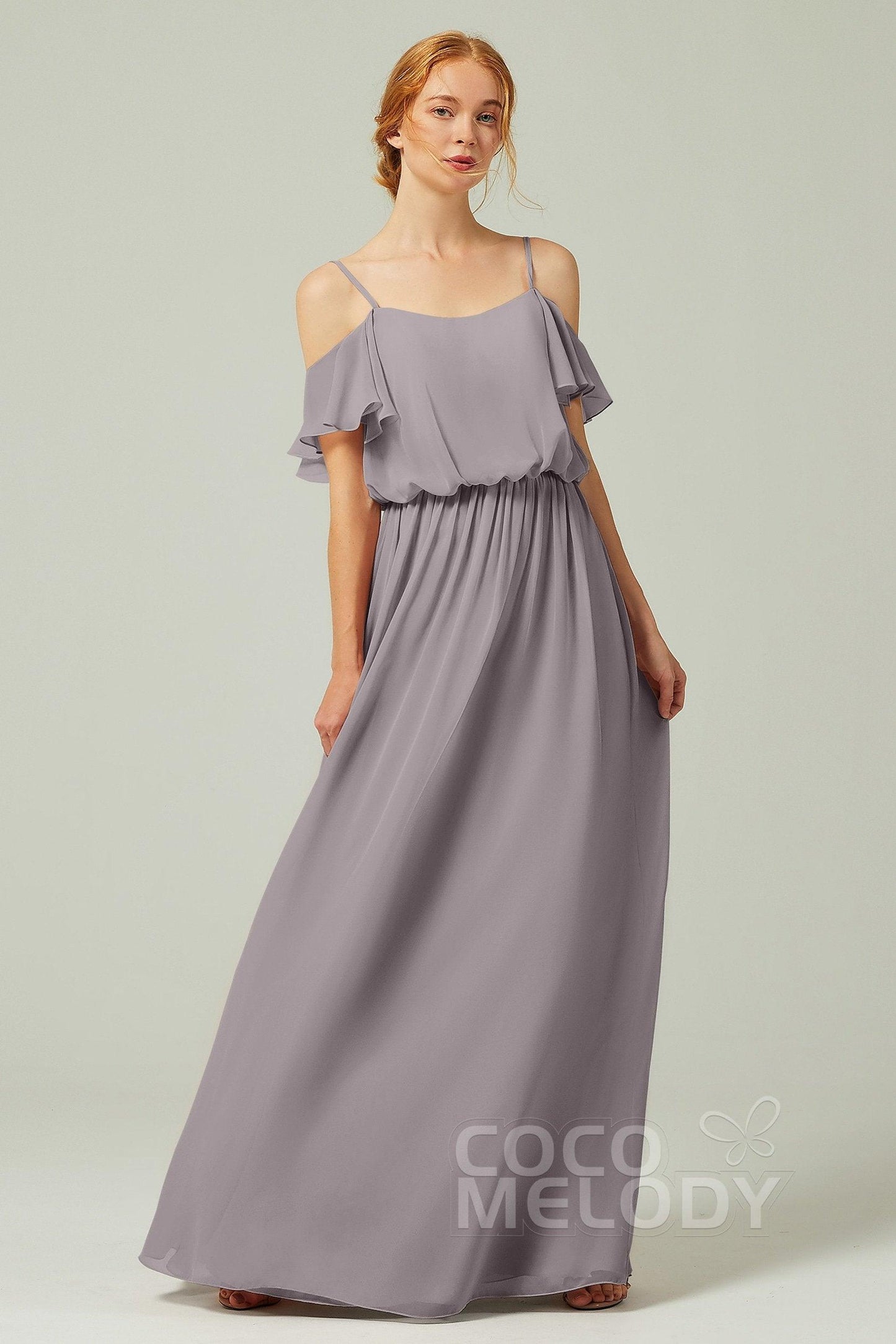 A-Line Floor Length Chiffon Bridesmaid Dress CB0300 - COCOMELODY