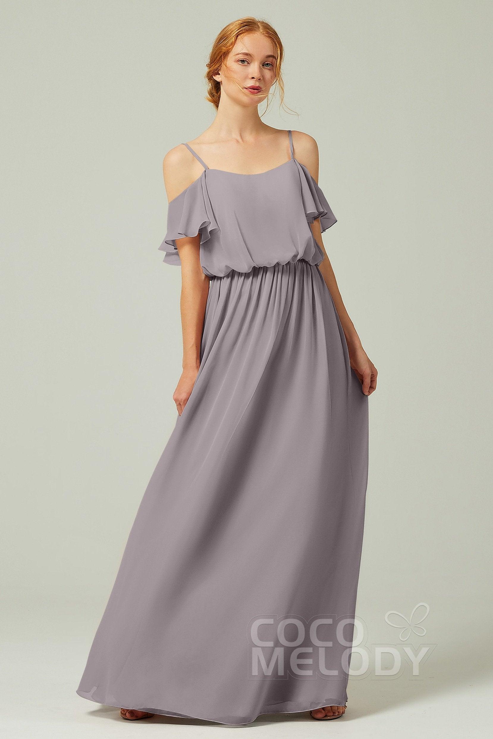 A-Line Floor Length Chiffon Bridesmaid Dress CB0300 - COCOMELODY