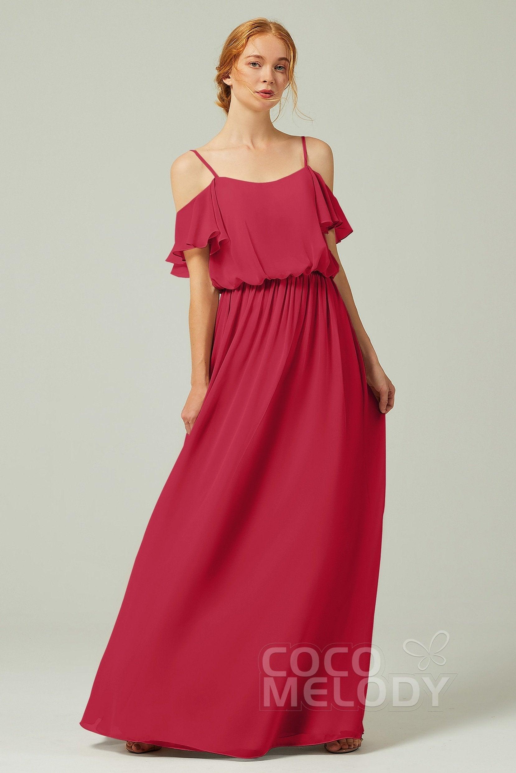 A-Line Floor Length Chiffon Bridesmaid Dress CB0300 - COCOMELODY