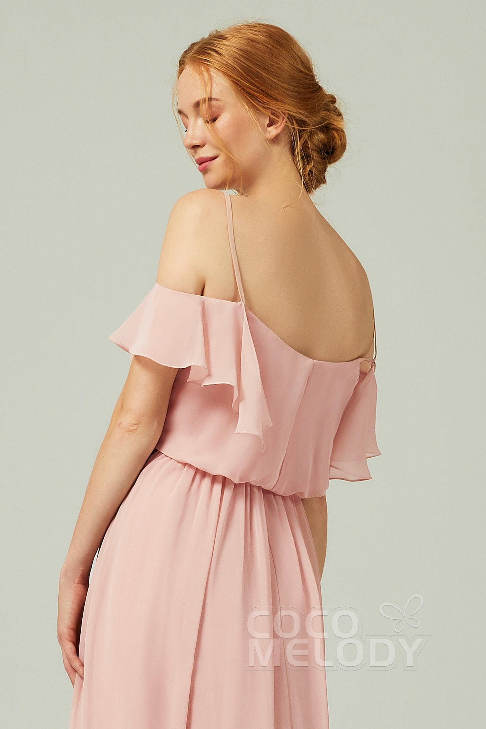 A-Line Floor Length Chiffon Bridesmaid Dress CB0300 - COCOMELODY