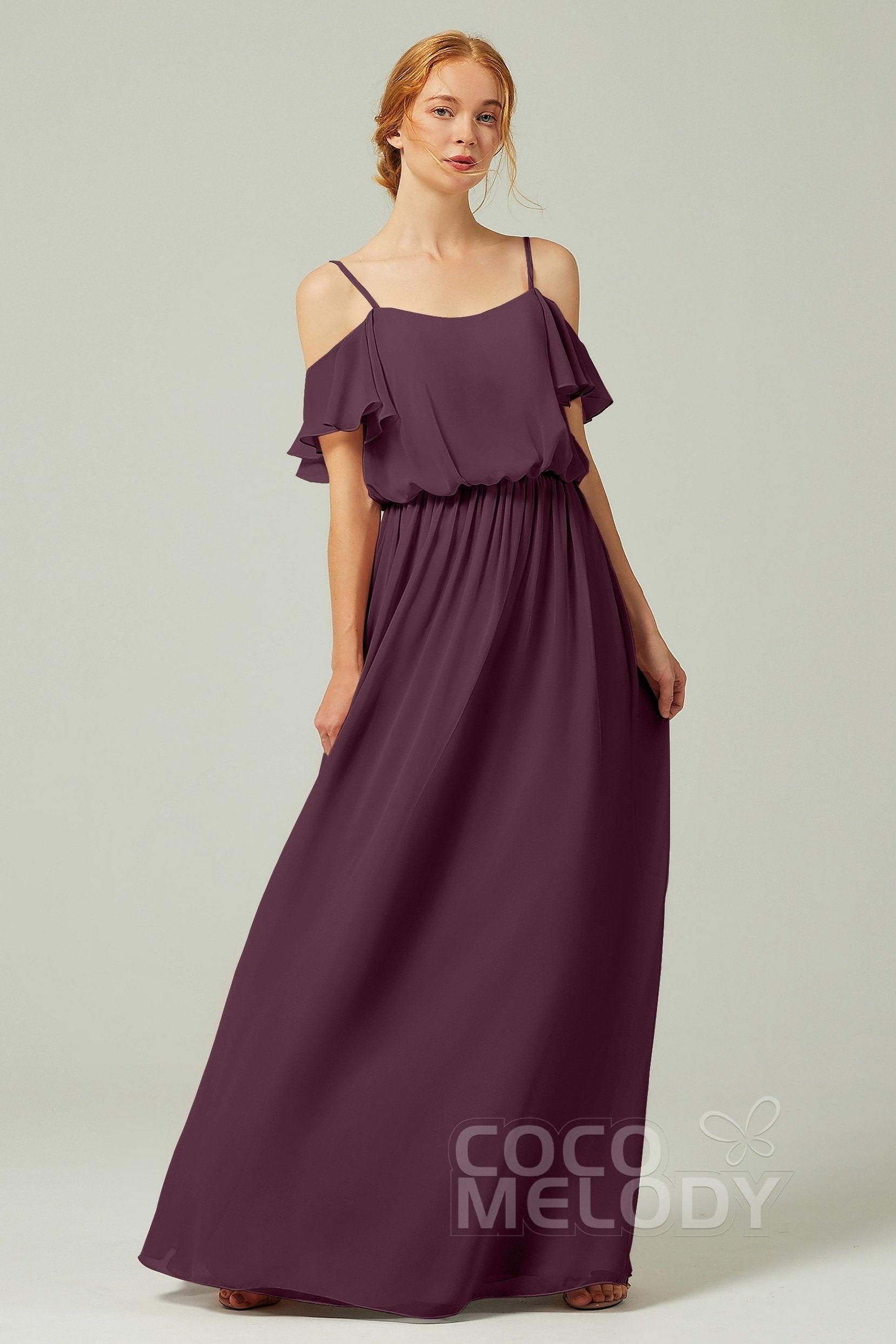 A-Line Floor Length Chiffon Bridesmaid Dress CB0300 - COCOMELODY
