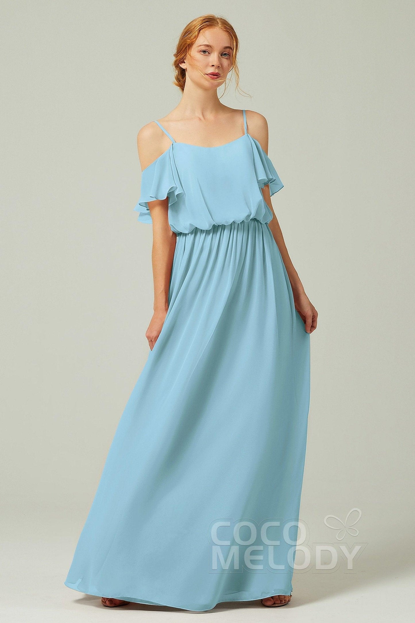 A-Line Floor Length Chiffon Bridesmaid Dress CB0300 - COCOMELODY