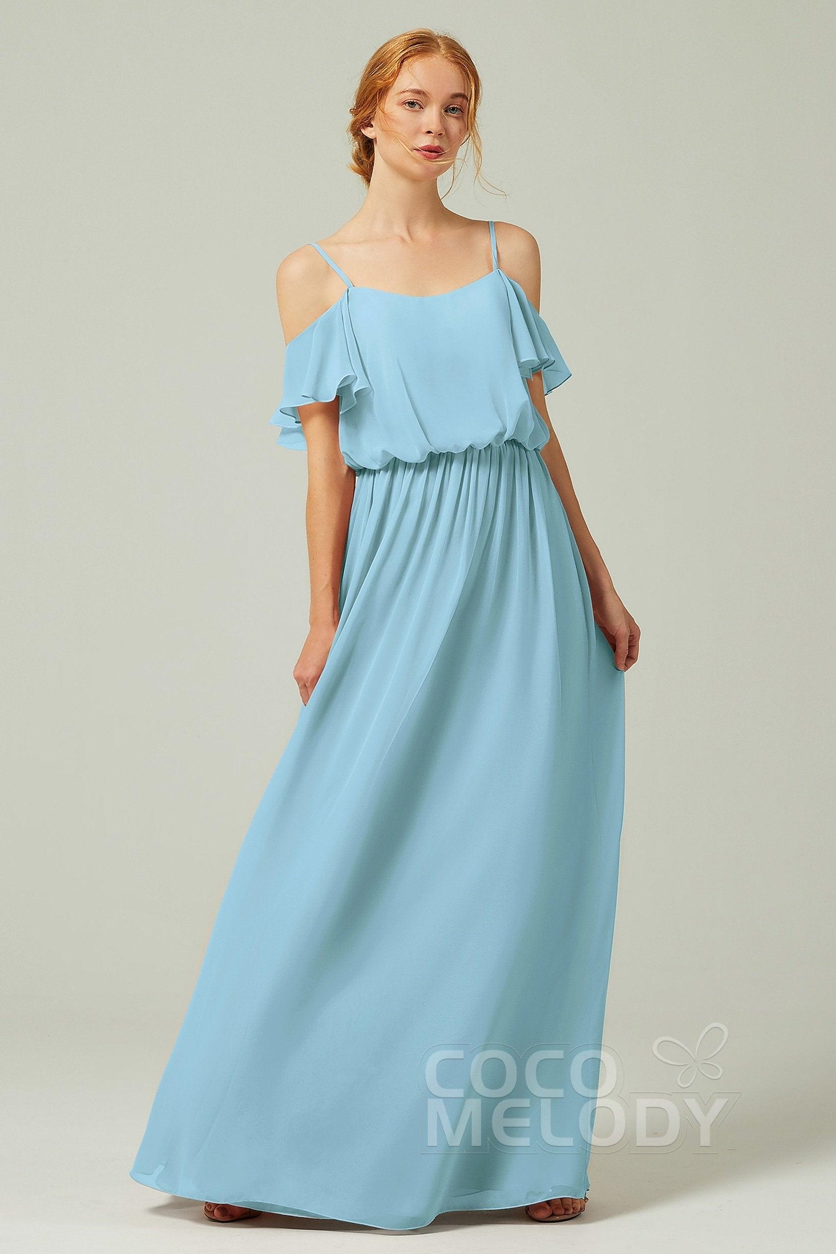 A-Line Floor Length Chiffon Bridesmaid Dress CB0300 - COCOMELODY