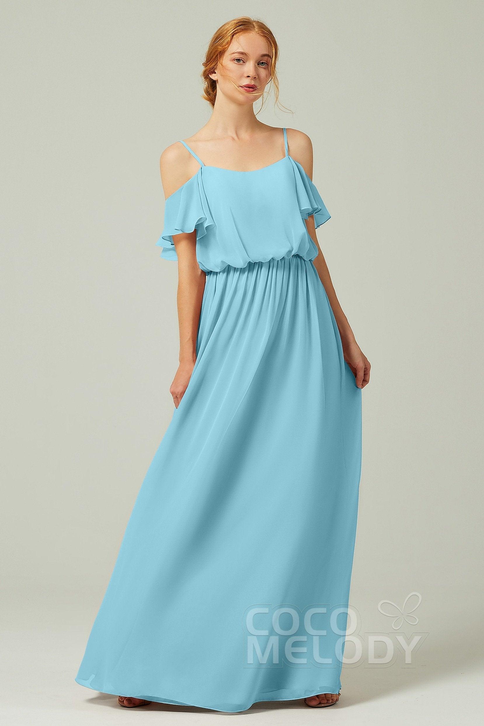 A-Line Floor Length Chiffon Bridesmaid Dress CB0300 - COCOMELODY