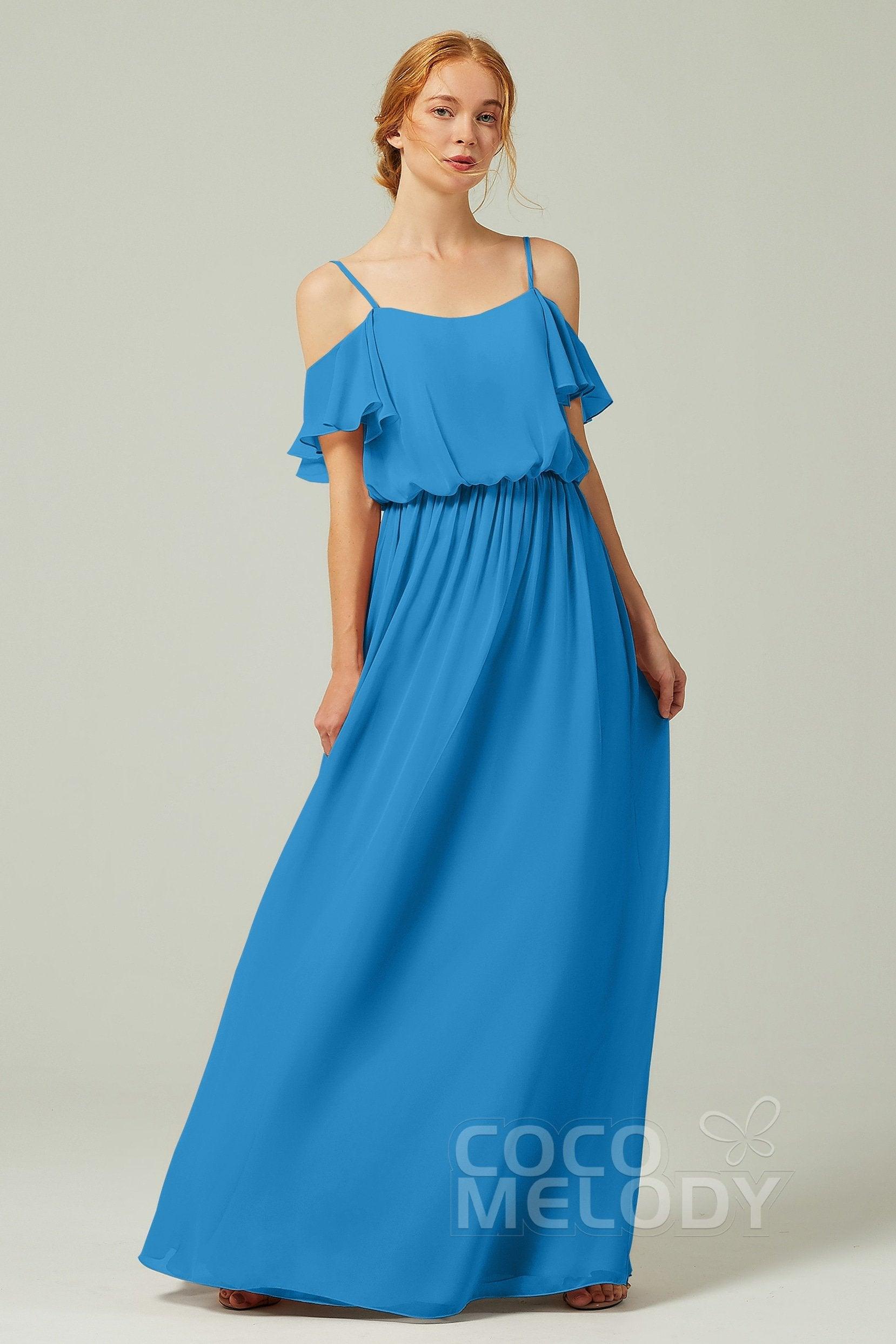 A-Line Floor Length Chiffon Bridesmaid Dress CB0300 - COCOMELODY