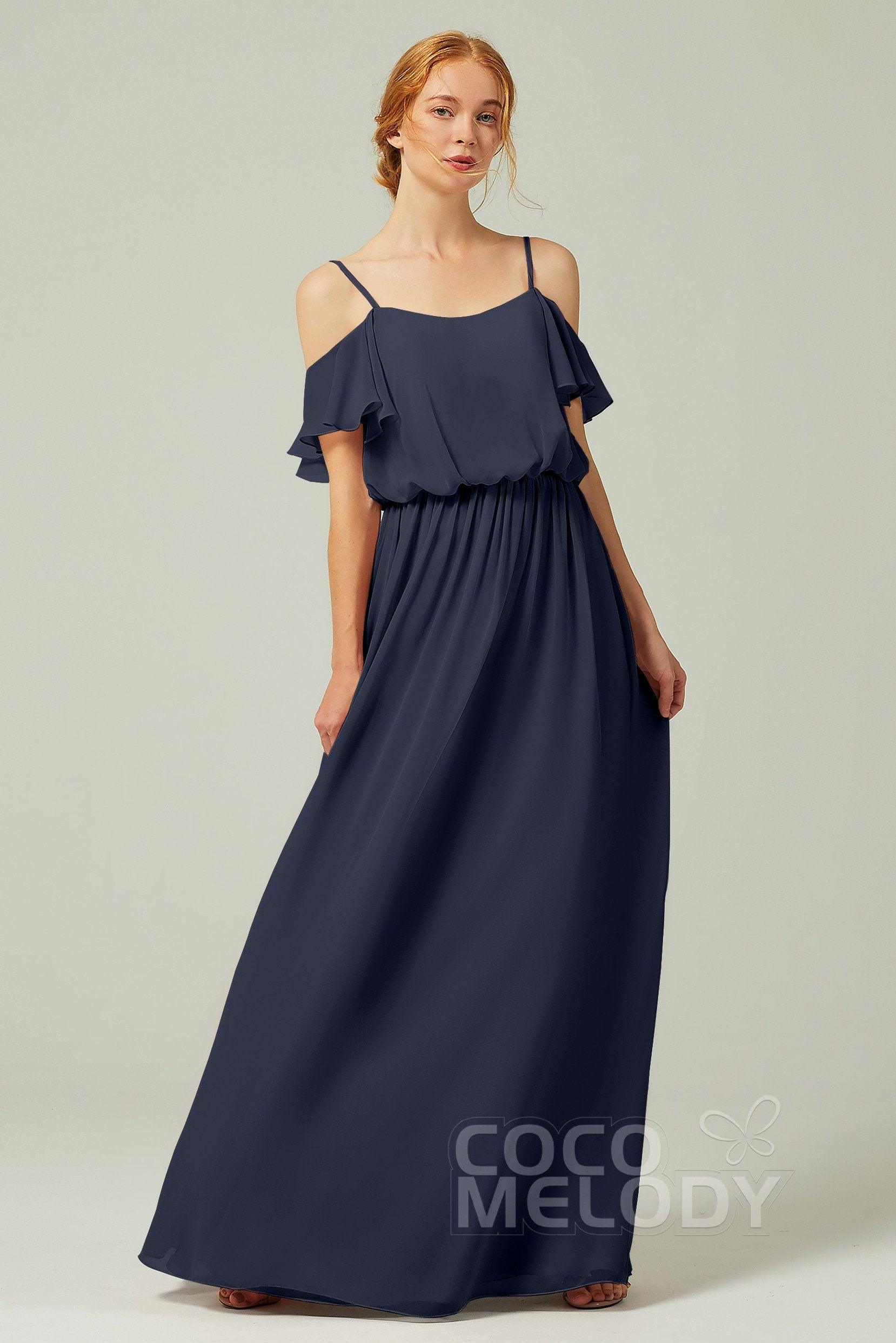 A-Line Floor Length Chiffon Bridesmaid Dress CB0300 - COCOMELODY