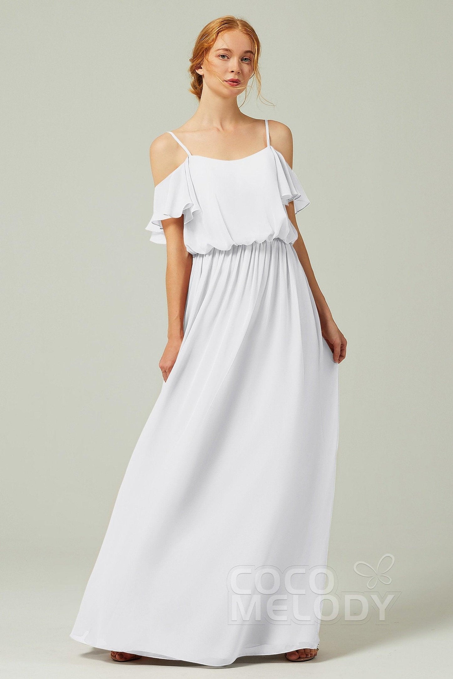 A-Line Floor Length Chiffon Bridesmaid Dress CB0300 - COCOMELODY