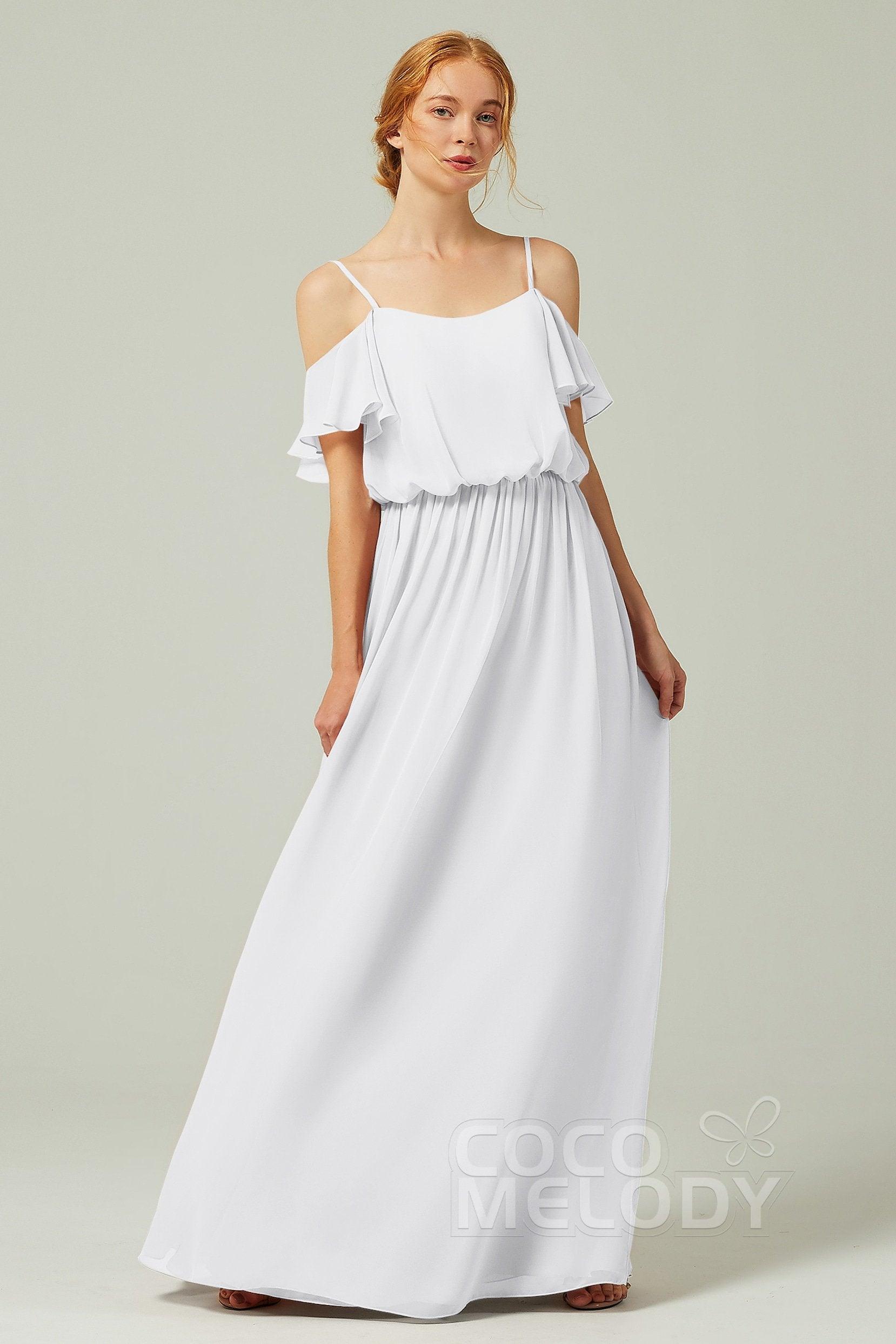 A-Line Floor Length Chiffon Bridesmaid Dress CB0300 - COCOMELODY