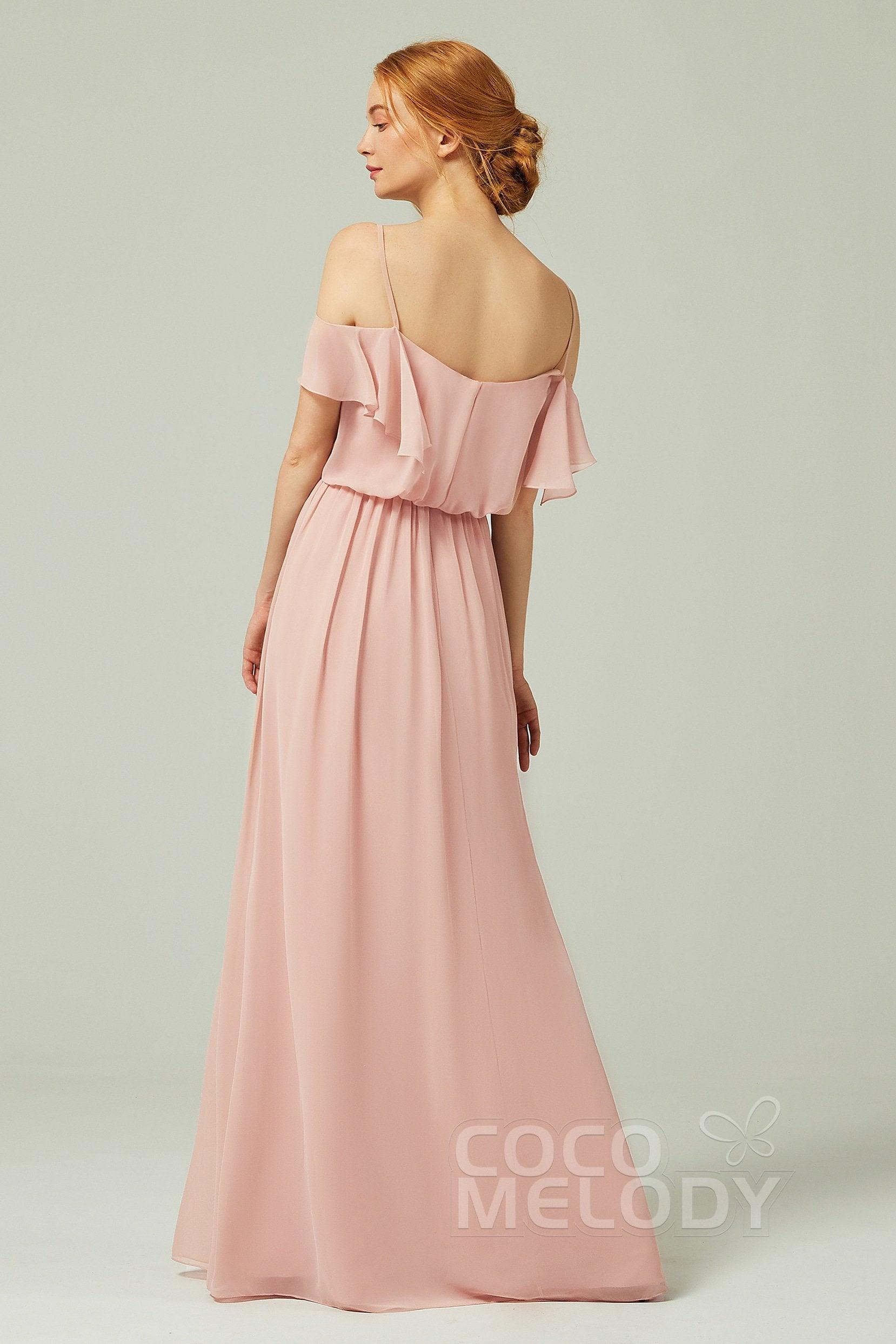 A-Line Floor Length Chiffon Bridesmaid Dress CB0300 - COCOMELODY