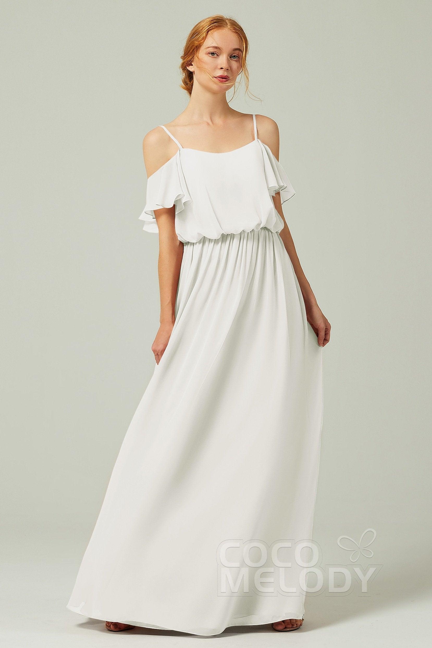 A-Line Floor Length Chiffon Bridesmaid Dress CB0300 - COCOMELODY