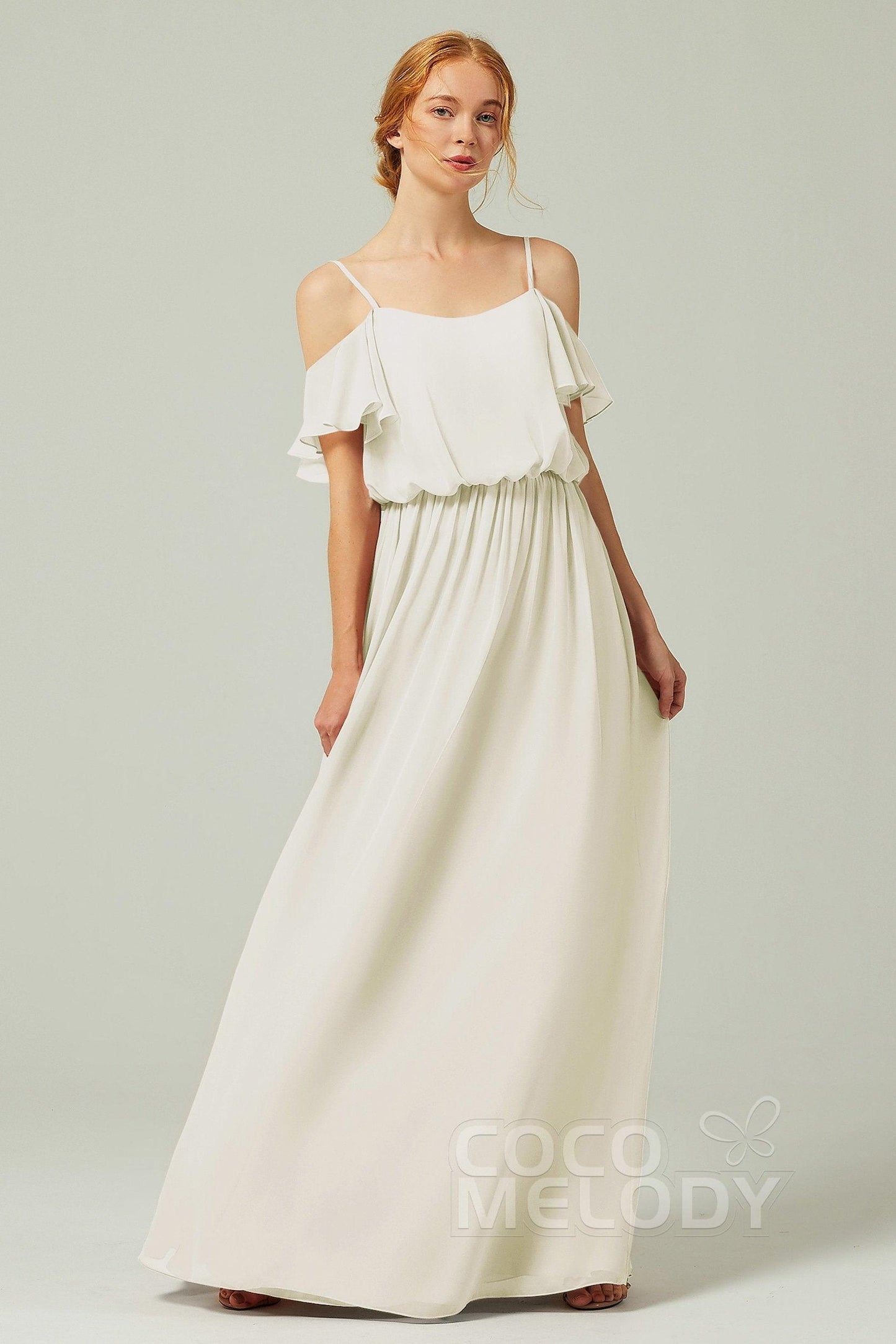 A-Line Floor Length Chiffon Bridesmaid Dress CB0300 - COCOMELODY